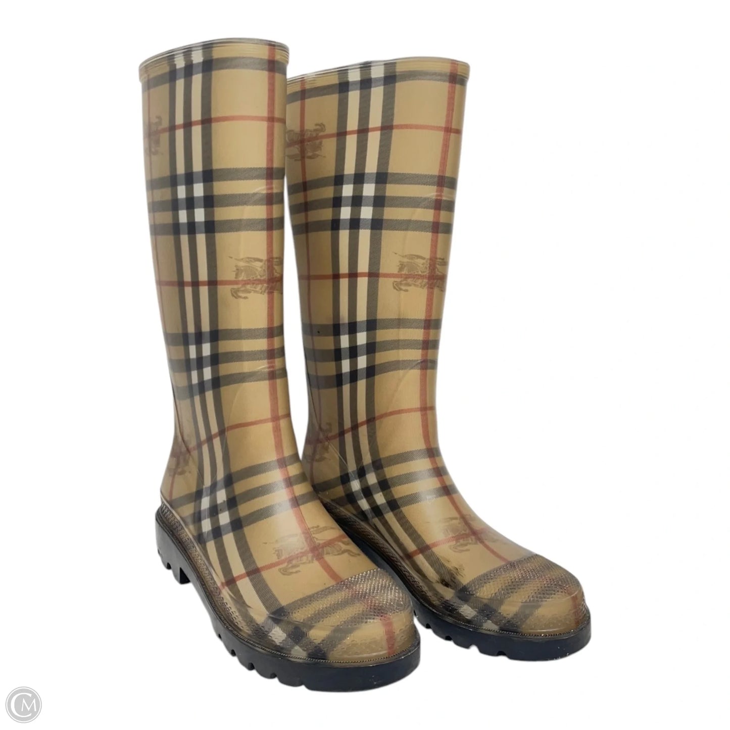Boots Luxury Designer By Burberry In Multi-colored, Size: 7.5