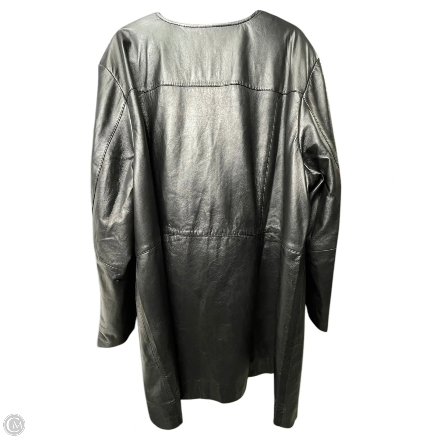 Coat Leather By Jessica London In Black, Size: 3x
