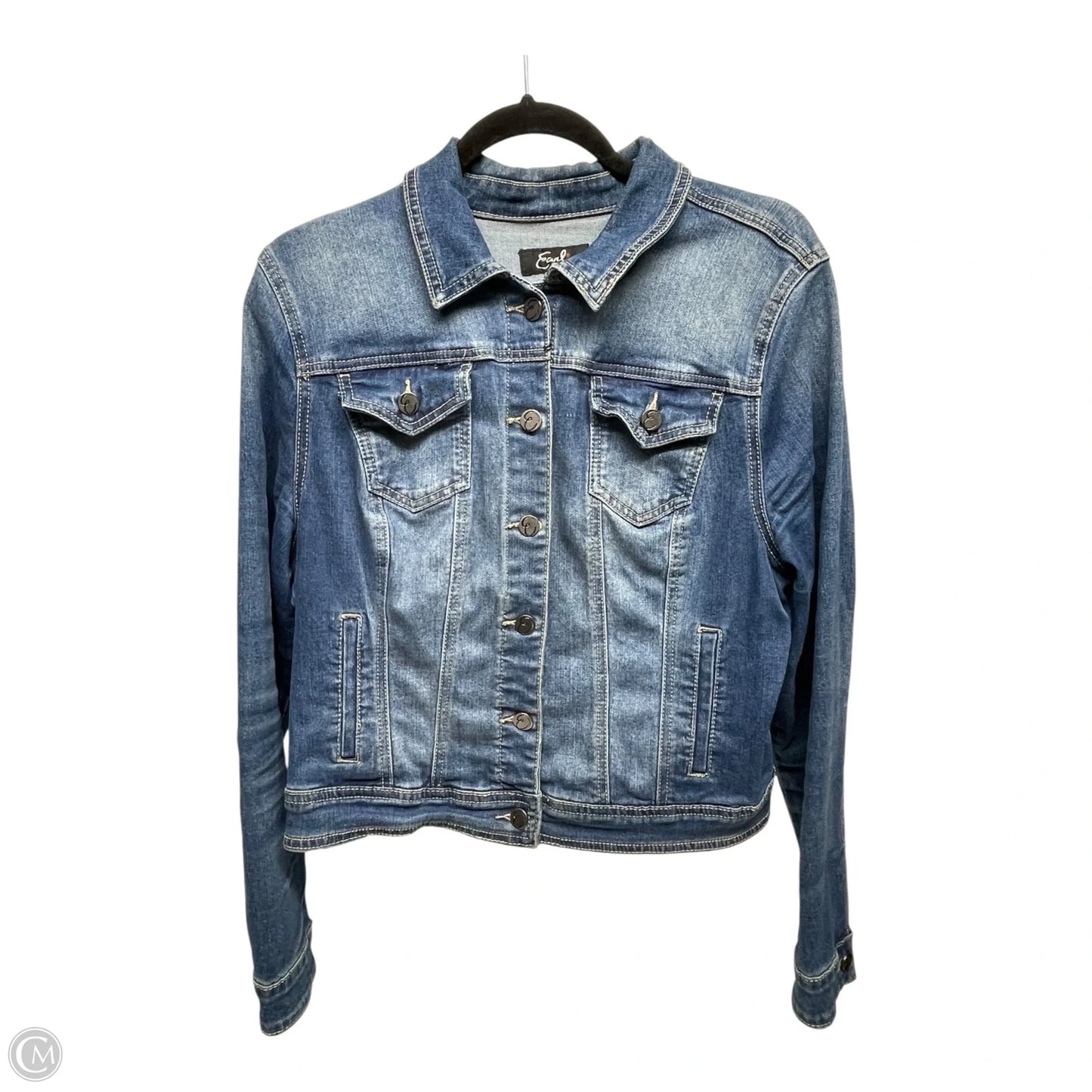 Jacket Denim By Earl Jean In Blue Denim, Size: M