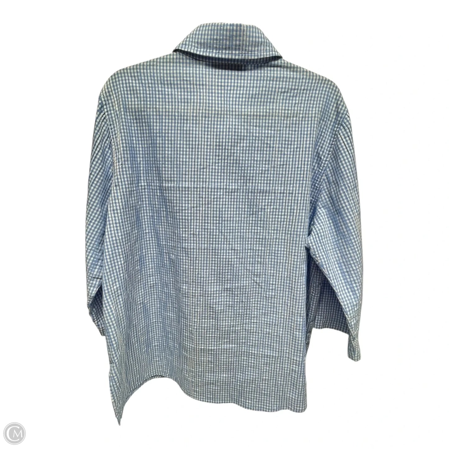Top Long Sleeve By CAROLINE ROSE In Checkered Pattern, Size: L