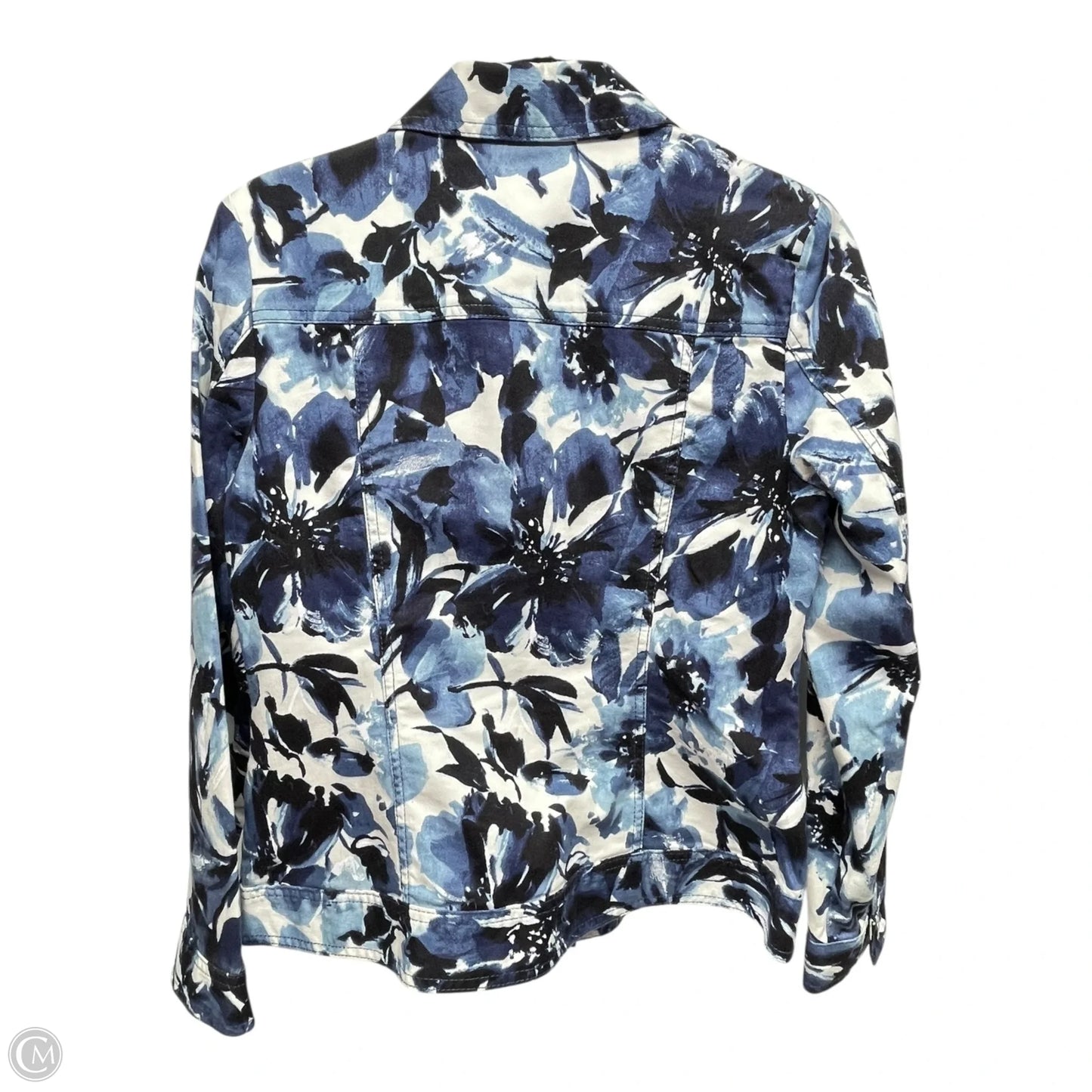 Jacket Denim By Chicos In Blue & White, Size: S