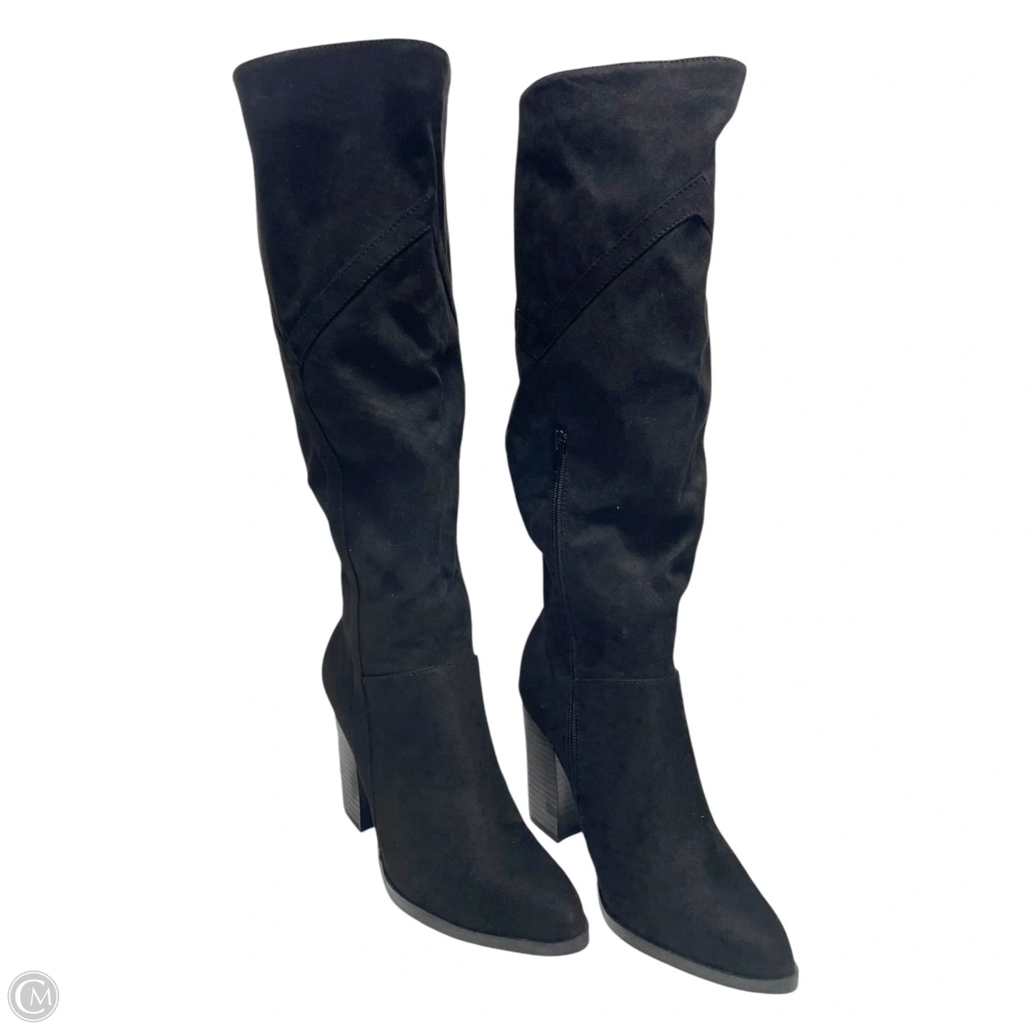 Boots Knee Heels By Clothes Mentor In Black, Size: 8.5