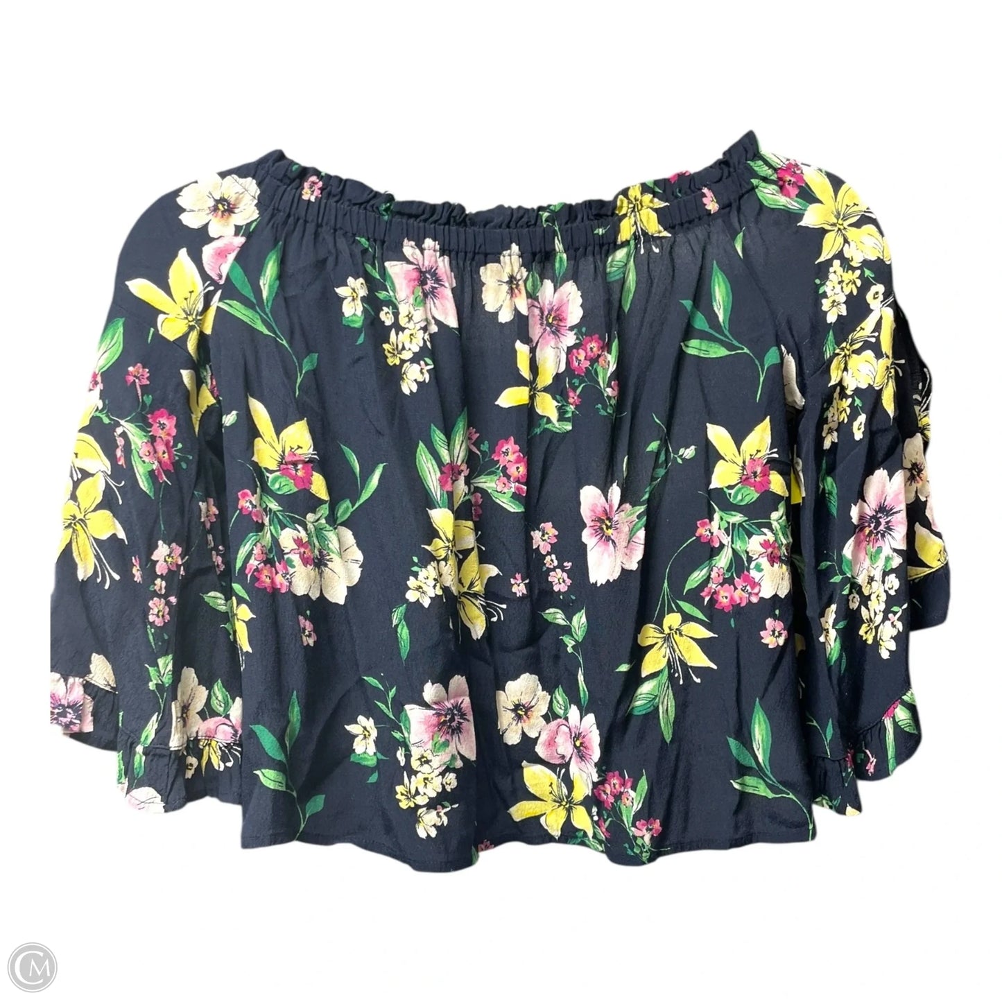 Top 3/4 Sleeve By Bershka In Floral Print, Size: L