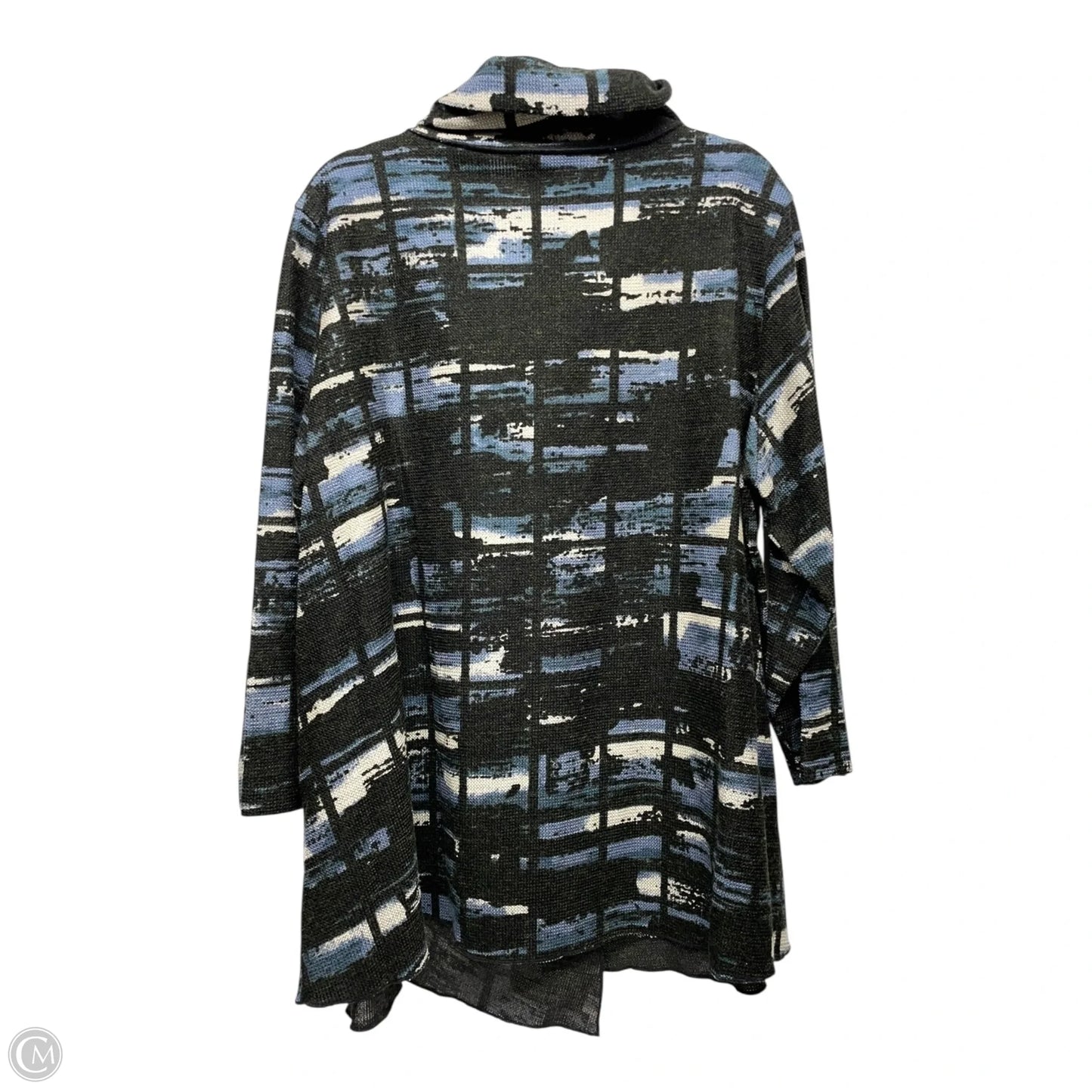 Cardigan By Ali Miles In Black & Blue, Size: 2x
