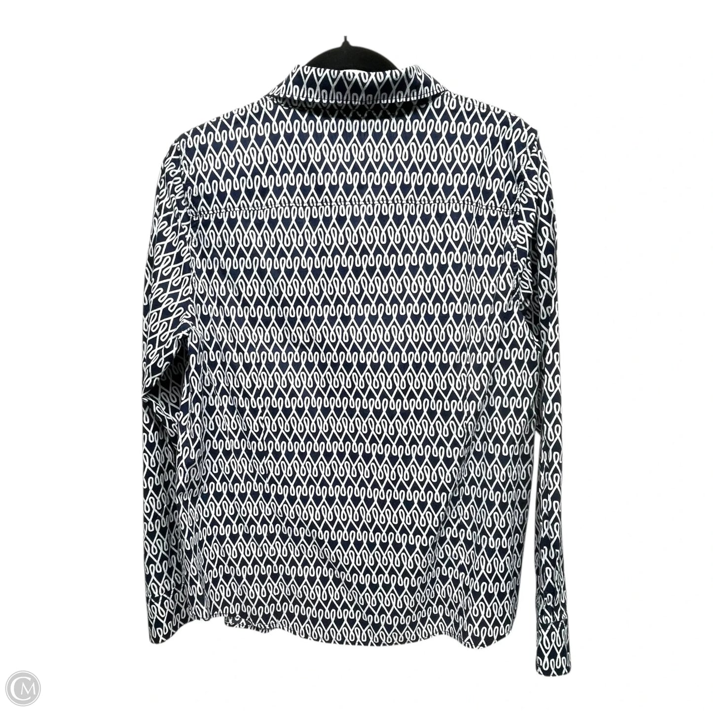 Top Long Sleeve By Crown And Ivy In Blue & White, Size: L