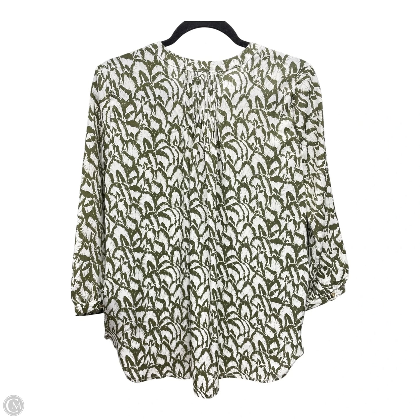 Blouse 3/4 Sleeve By Jachs Girlfirend In Green & White, Size: S