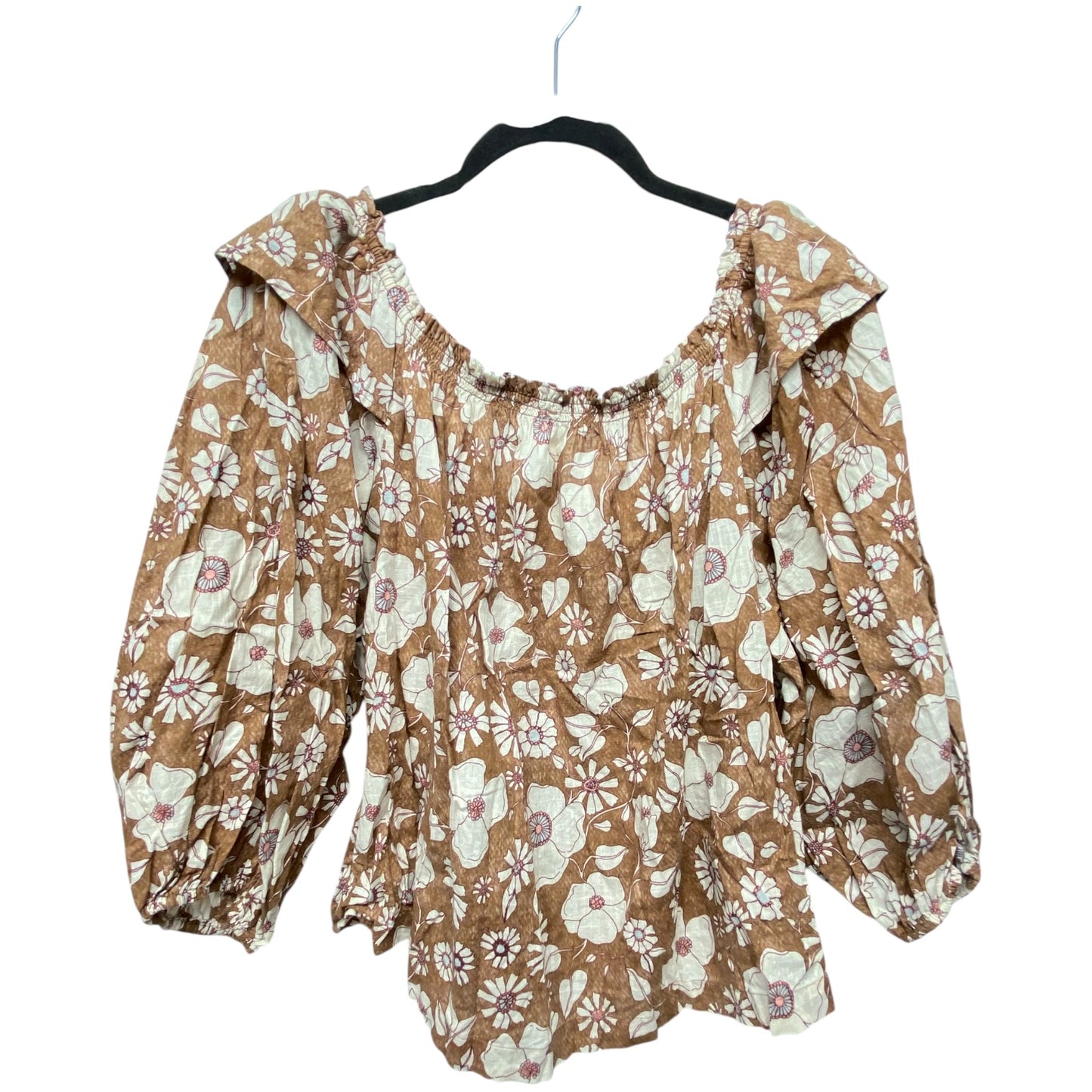 Top 3/4 Sleeve By Free People In Brown, Size: Sp