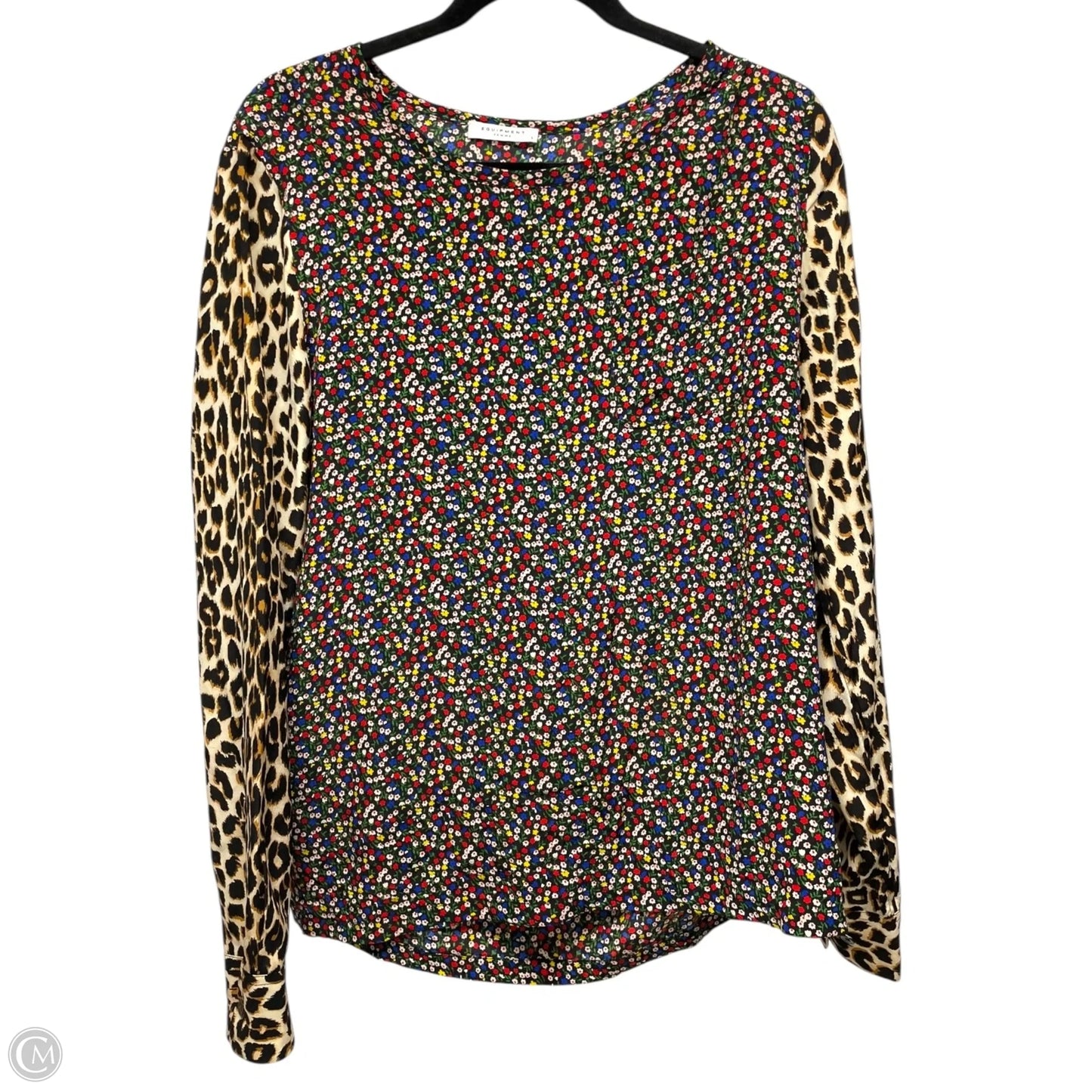 Top Long Sleeve By Equipment In Animal Print, Size: L