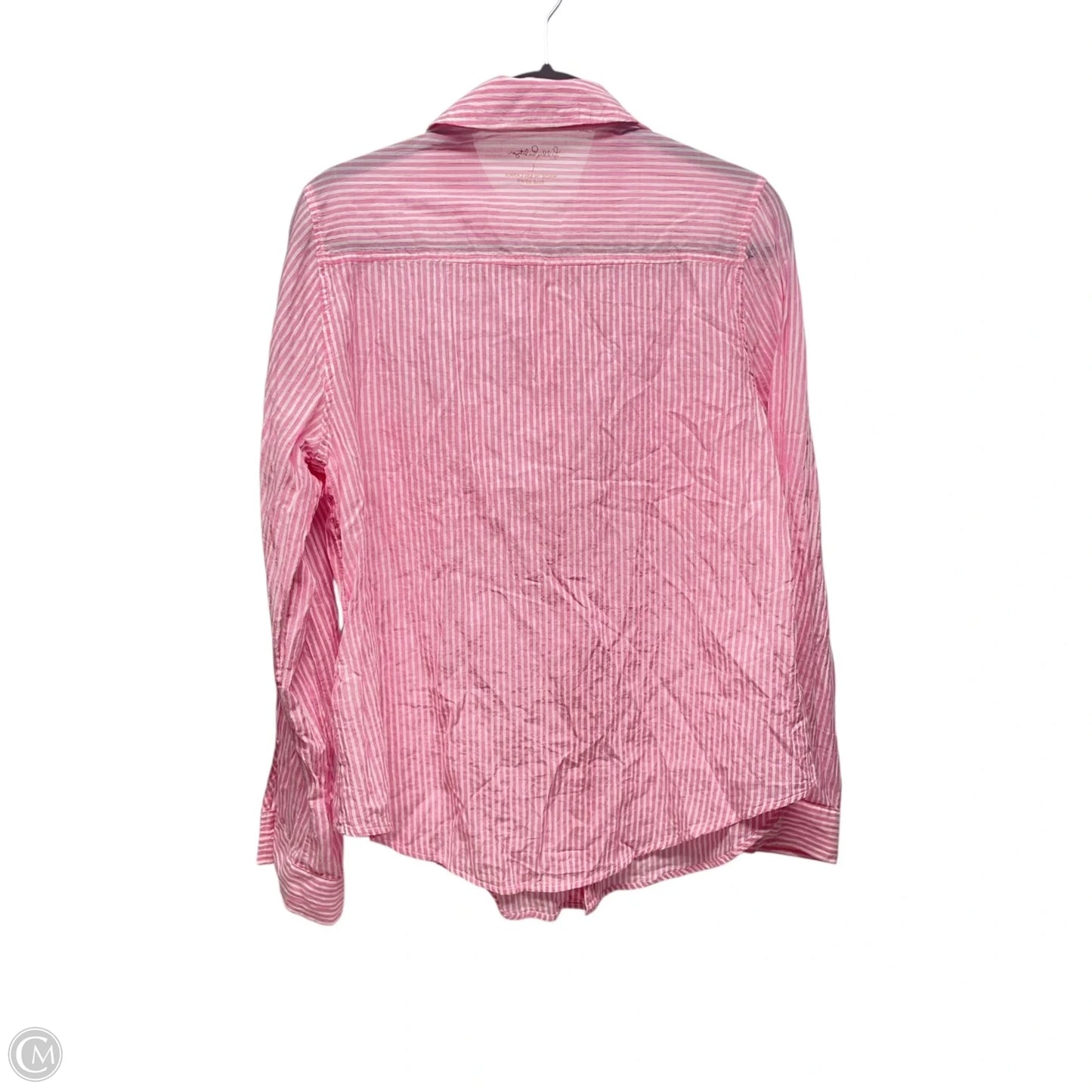 Top Long Sleeve Designer By Lilly Pulitzer In Pink & White, Size: L