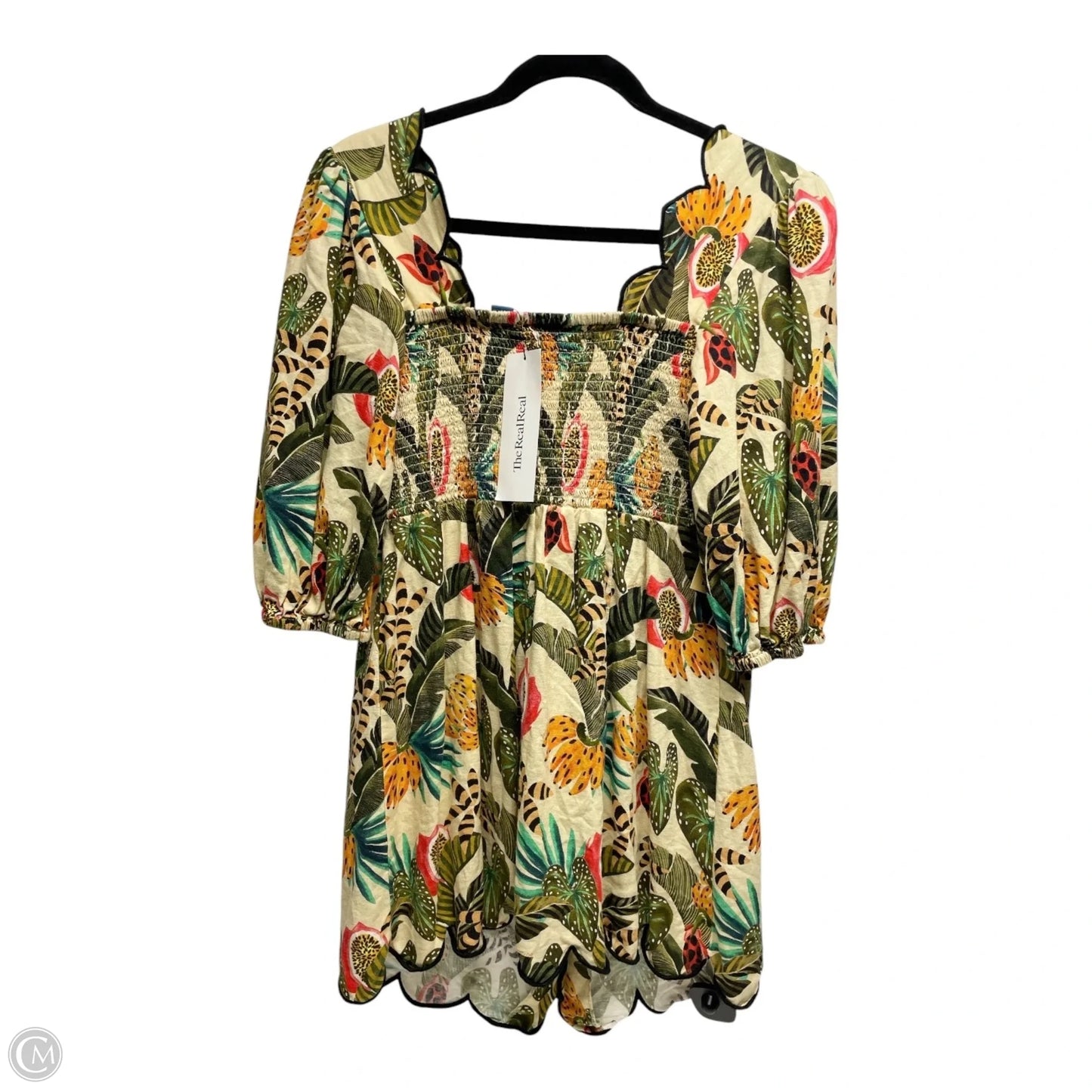 Top Short Sleeve Designer By Farm Rio In Tropical Print, Size: Mp