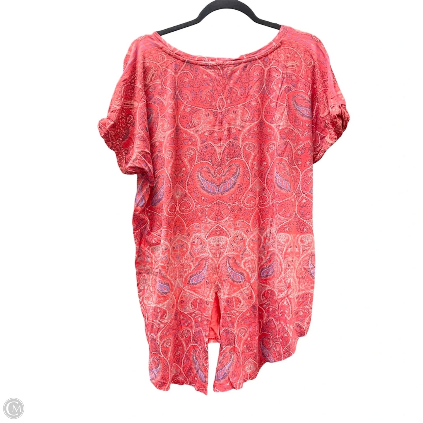 Top Short Sleeve By Lucky Brand In Blue Red & White, Size: 2x