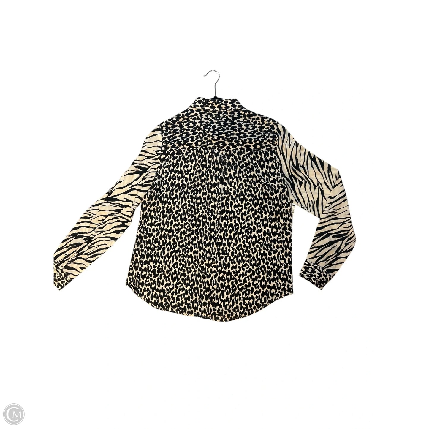 Top Long Sleeve By Karen Kane In Black & Cream, Size: S