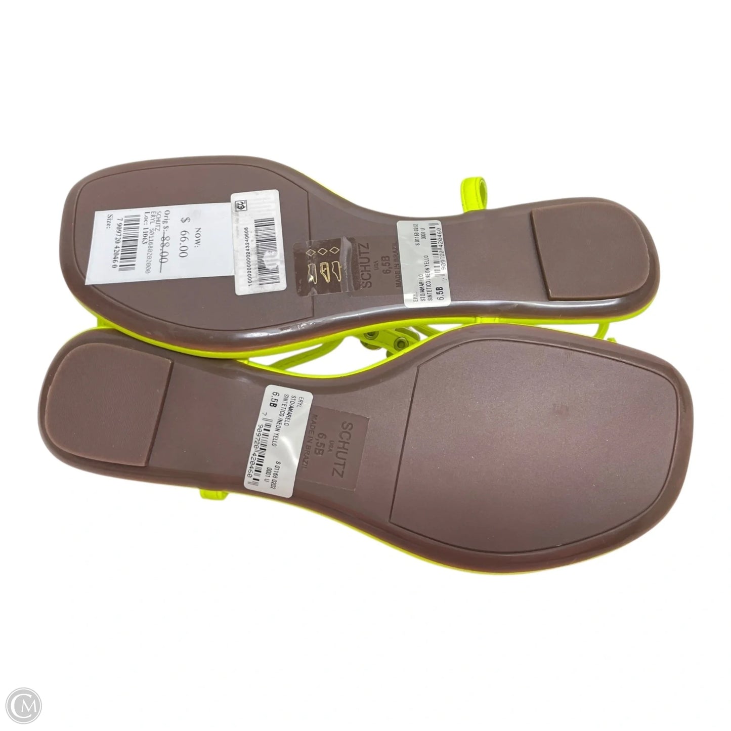 Sandals Flats By Clothes Mentor In Yellow, Size: 6.5