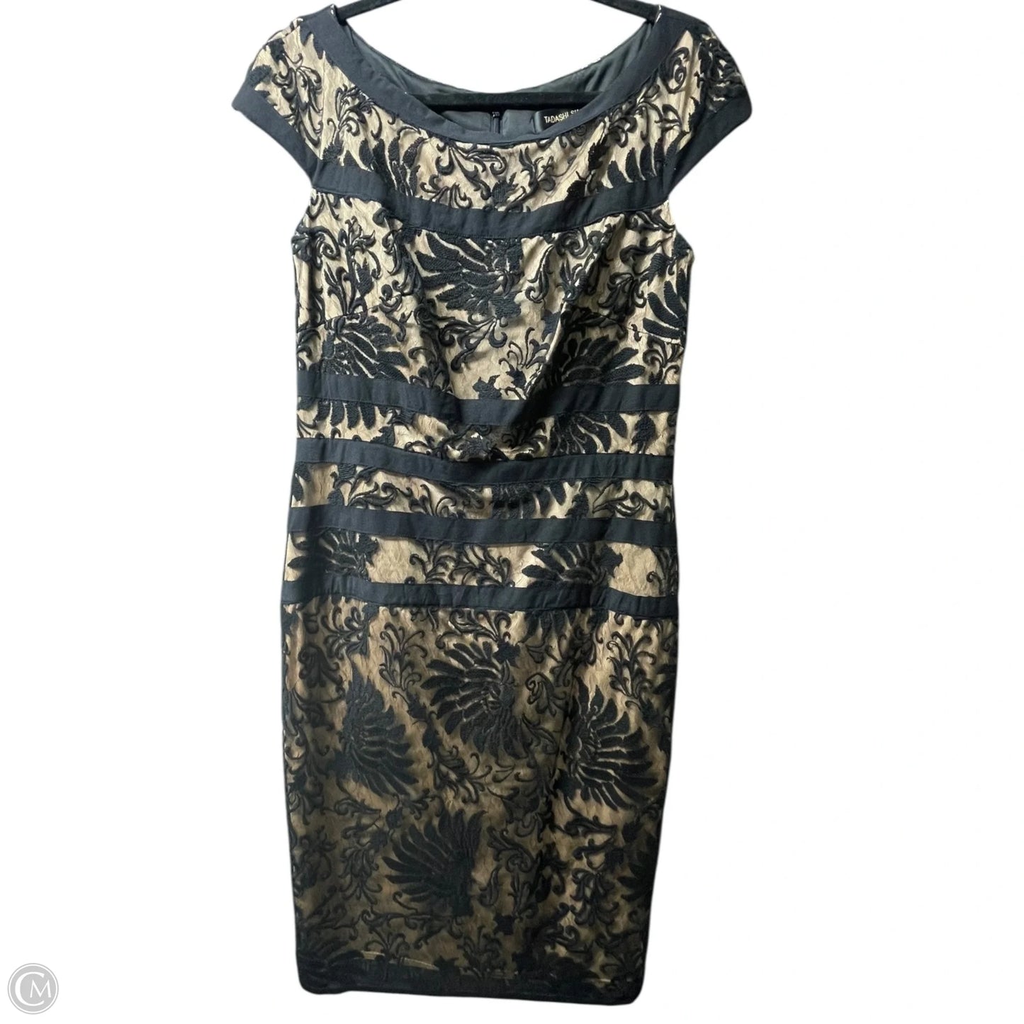 Dress Designer By tadashi shoji In Black & Tan, Size: 12