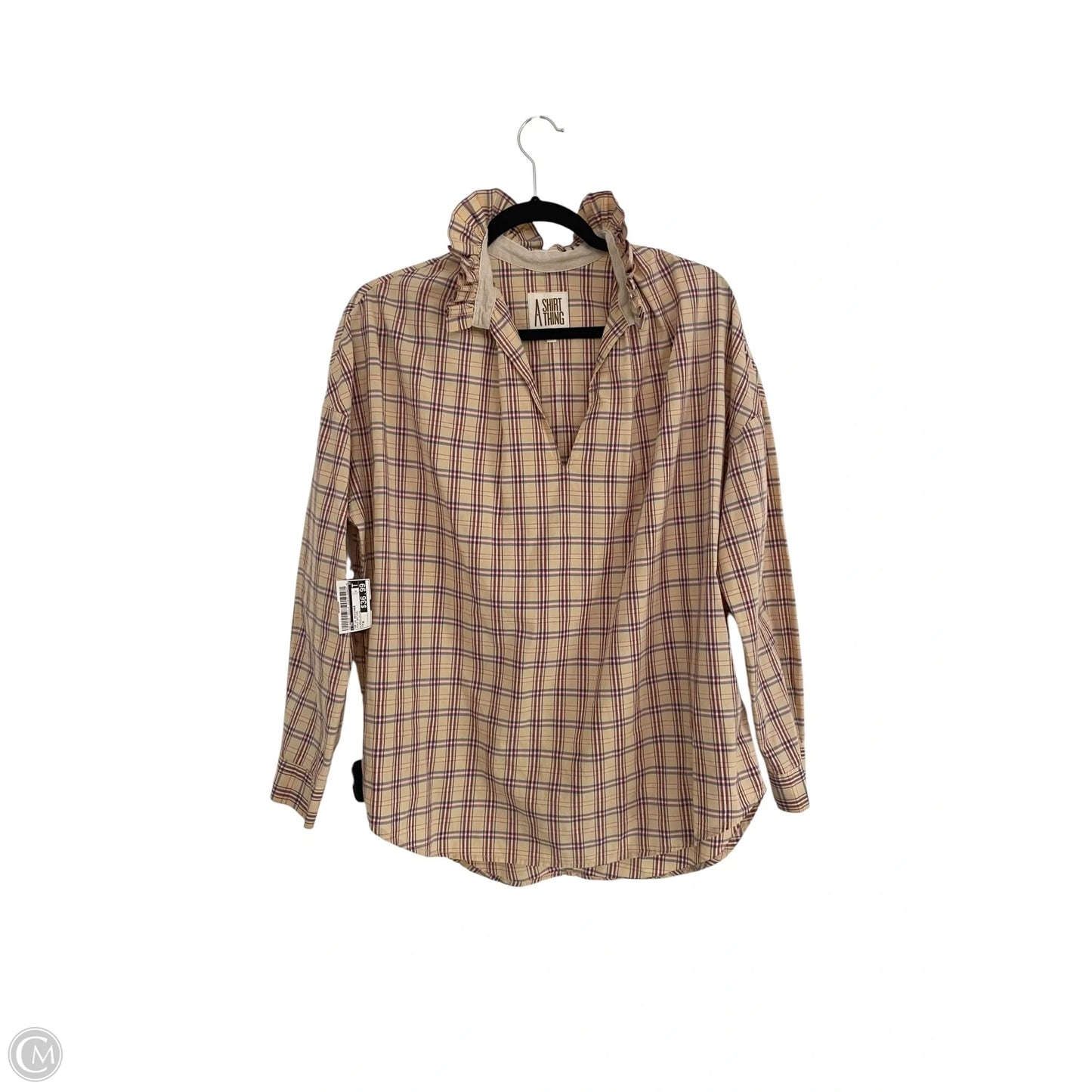 Top Long Sleeve Designer By A Shirt Thing In Plaid Pattern, Size: M