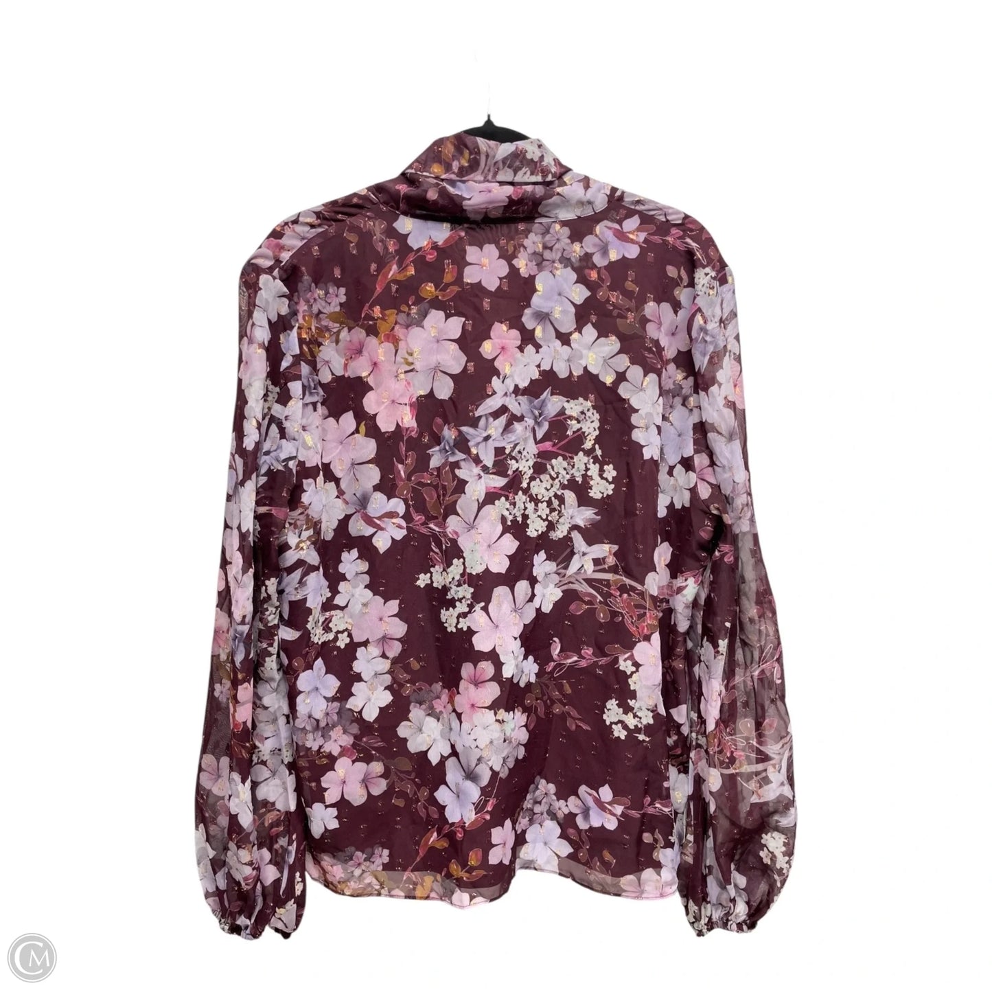 Blouse Long Sleeve By Ted Baker In Floral Print, Size: Xl