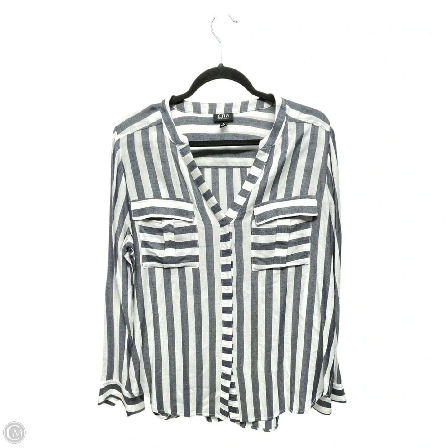 Top Long Sleeve By Ana In Striped Pattern, Size: L