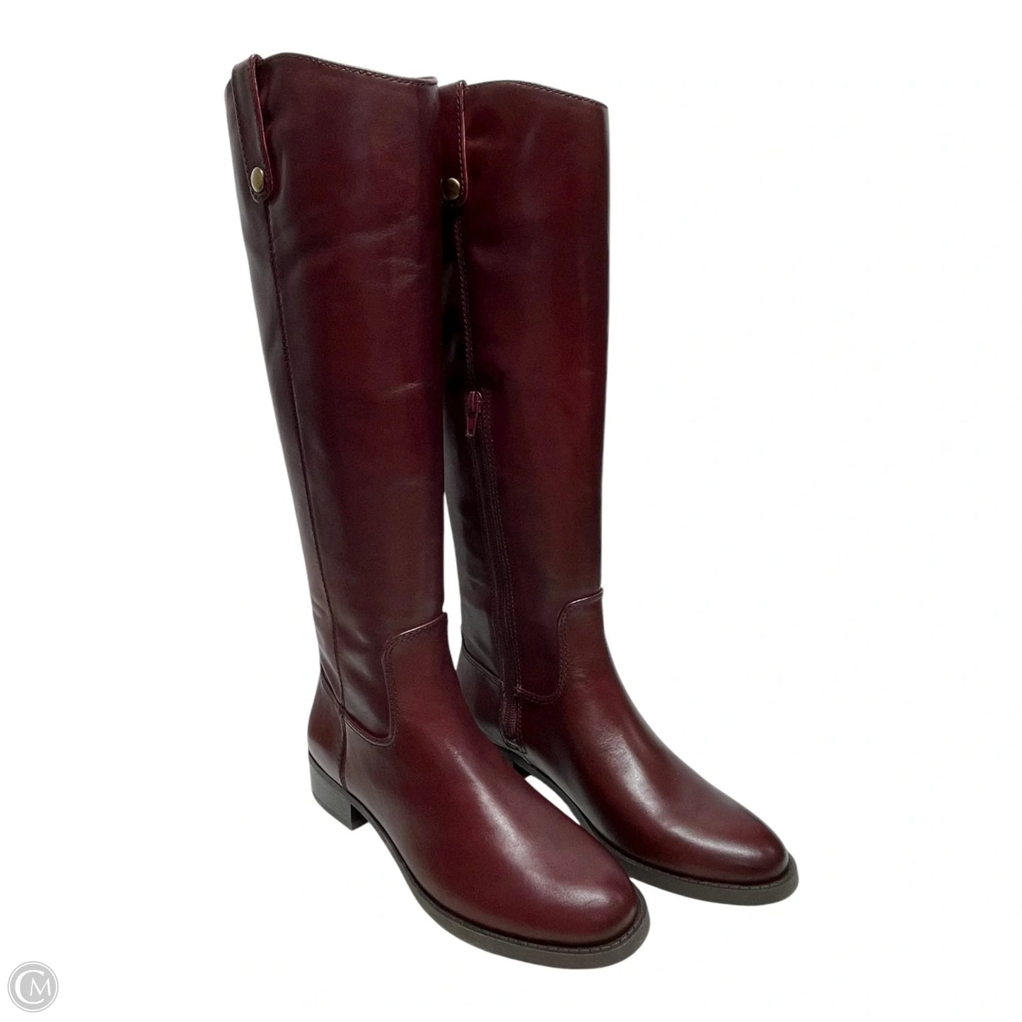 Boots Leather By Inc In Maroon, Size: 6.5