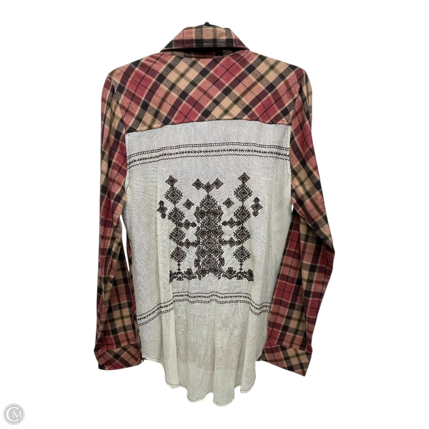 Top Long Sleeve By Gimmicks In Plaid Pattern, Size: M