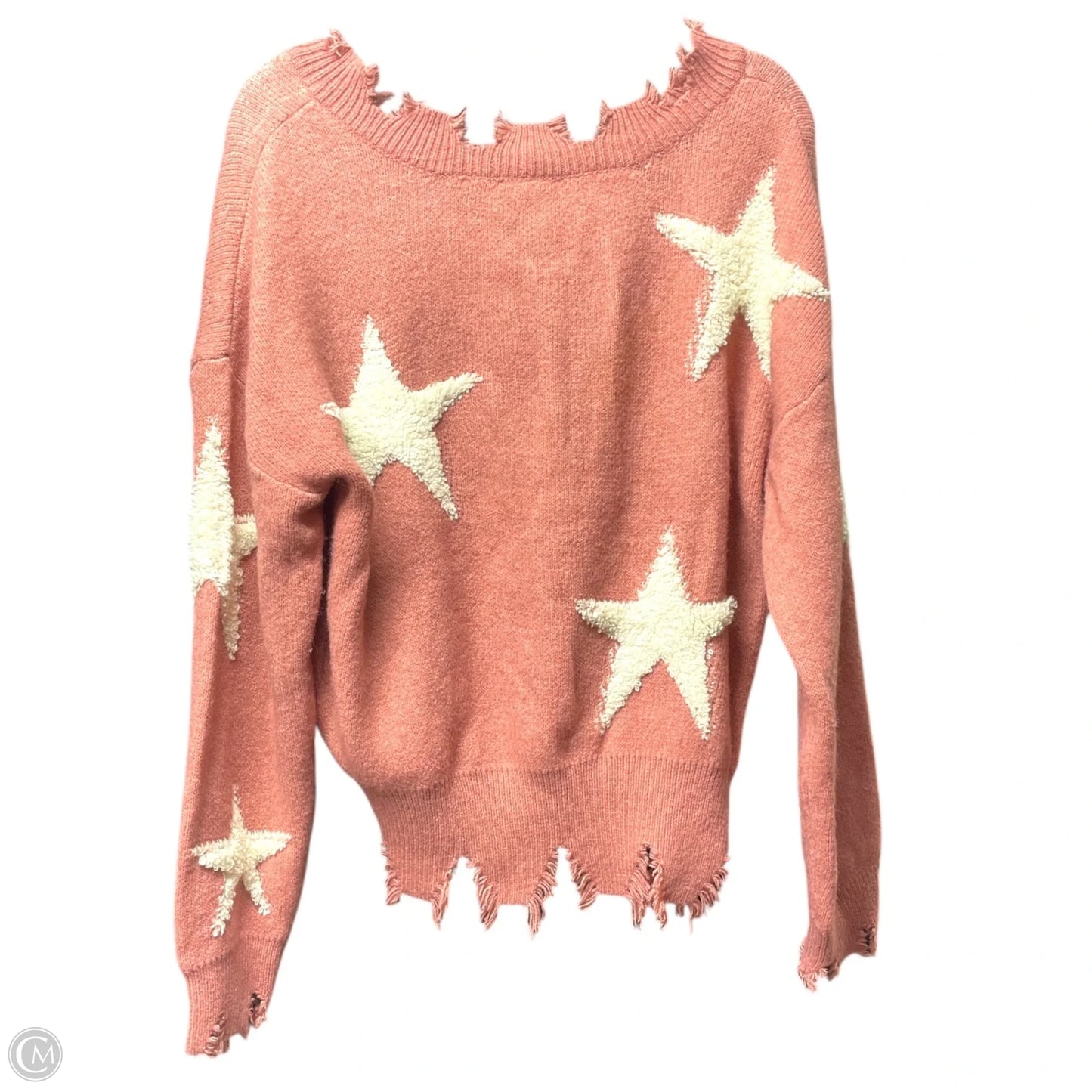 Sweater By Ee Some In Pink & White, Size: L