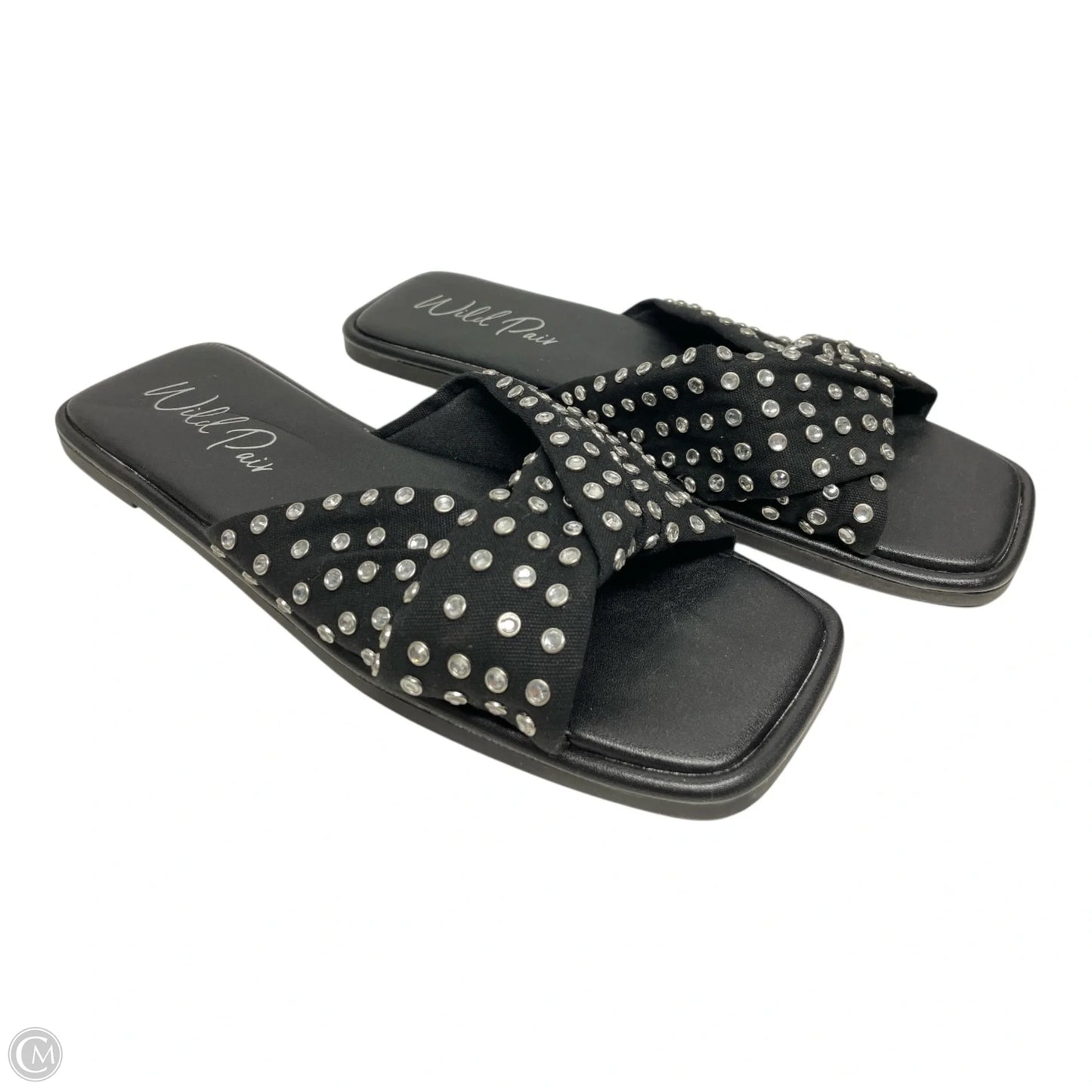 Sandals Flats By WILD PAIR In Black & Silver, Size: 7.5