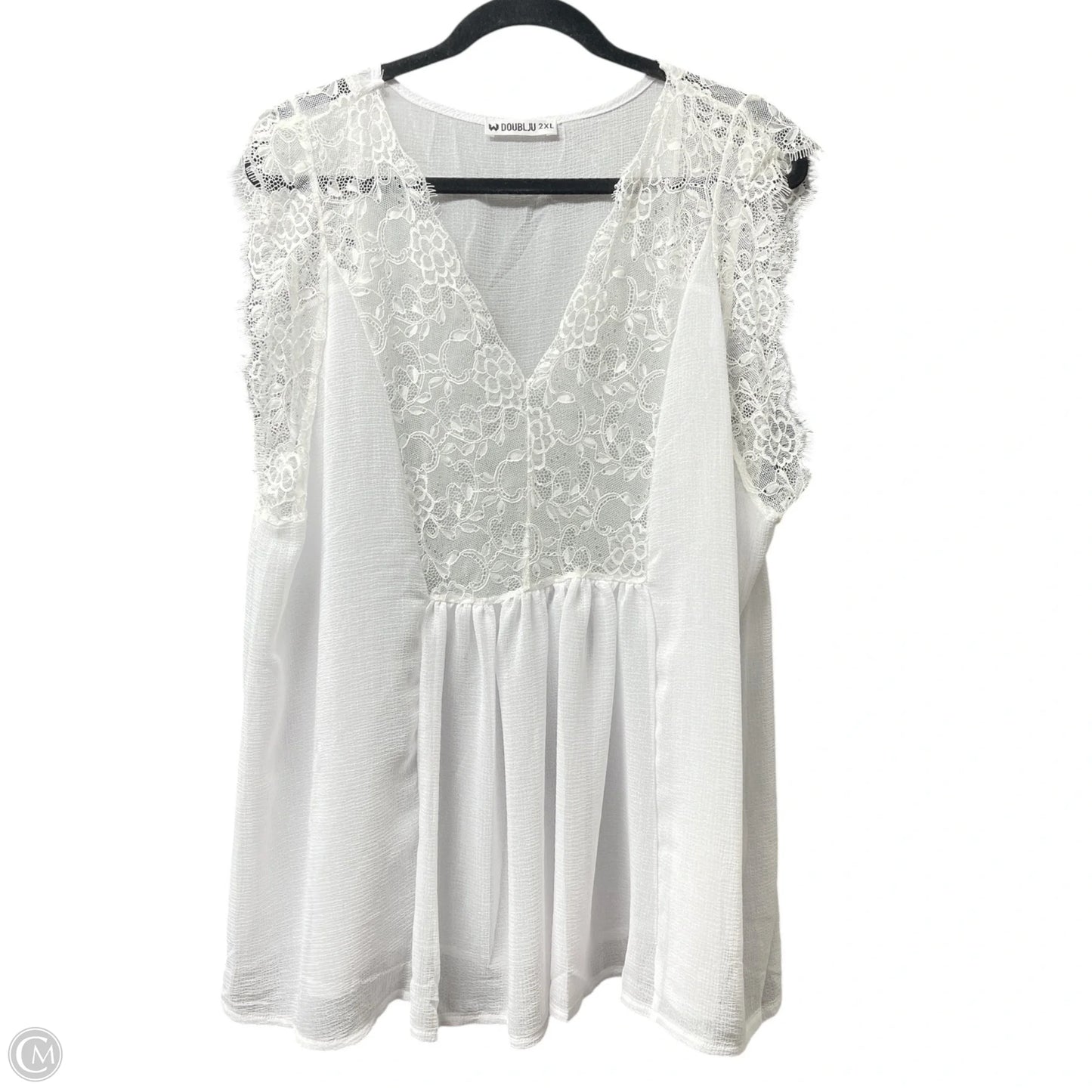 Top Short Sleeve By doublju - In White, Size: 2x