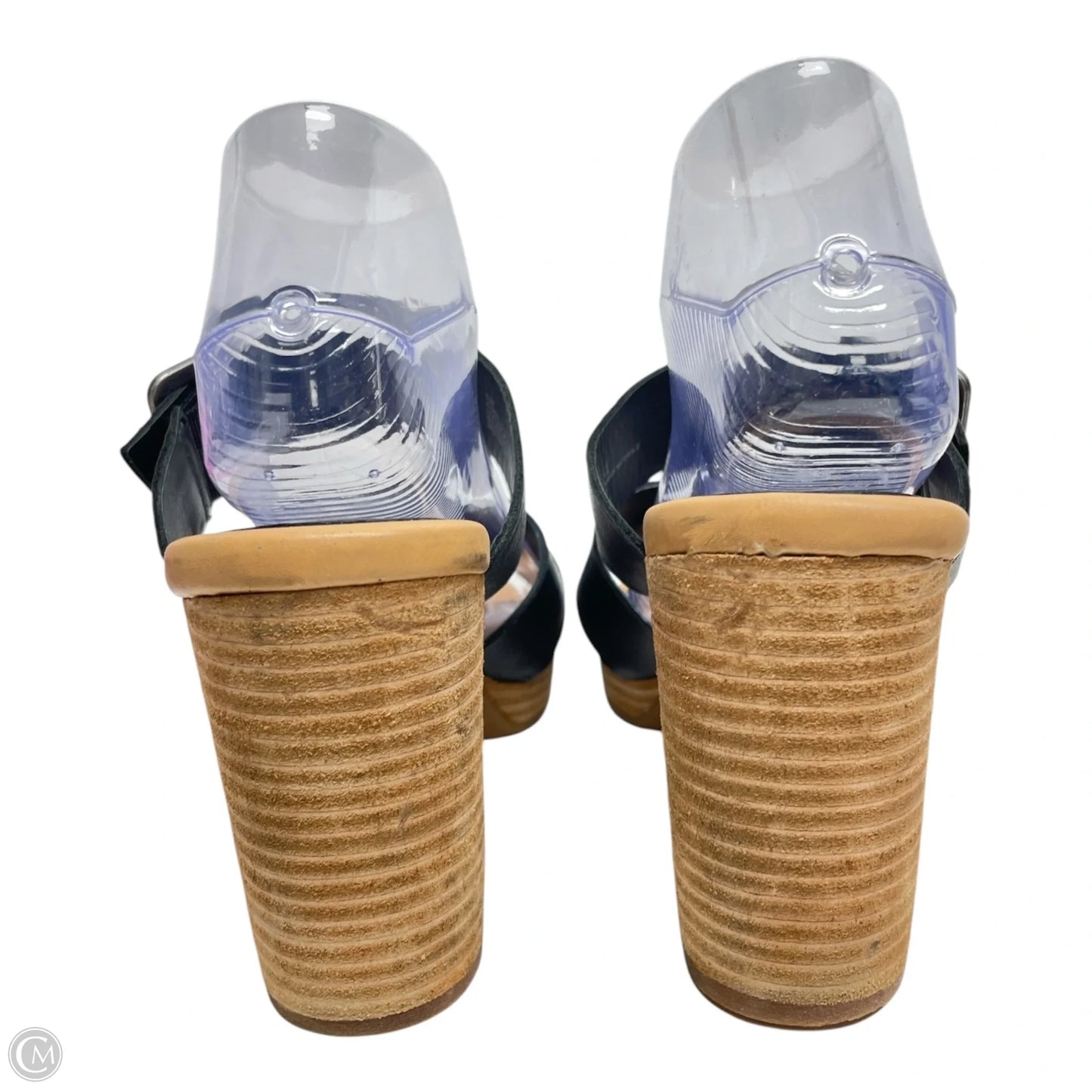Sandals Heels Block By Kork Ease In Black & Tan, Size: 10