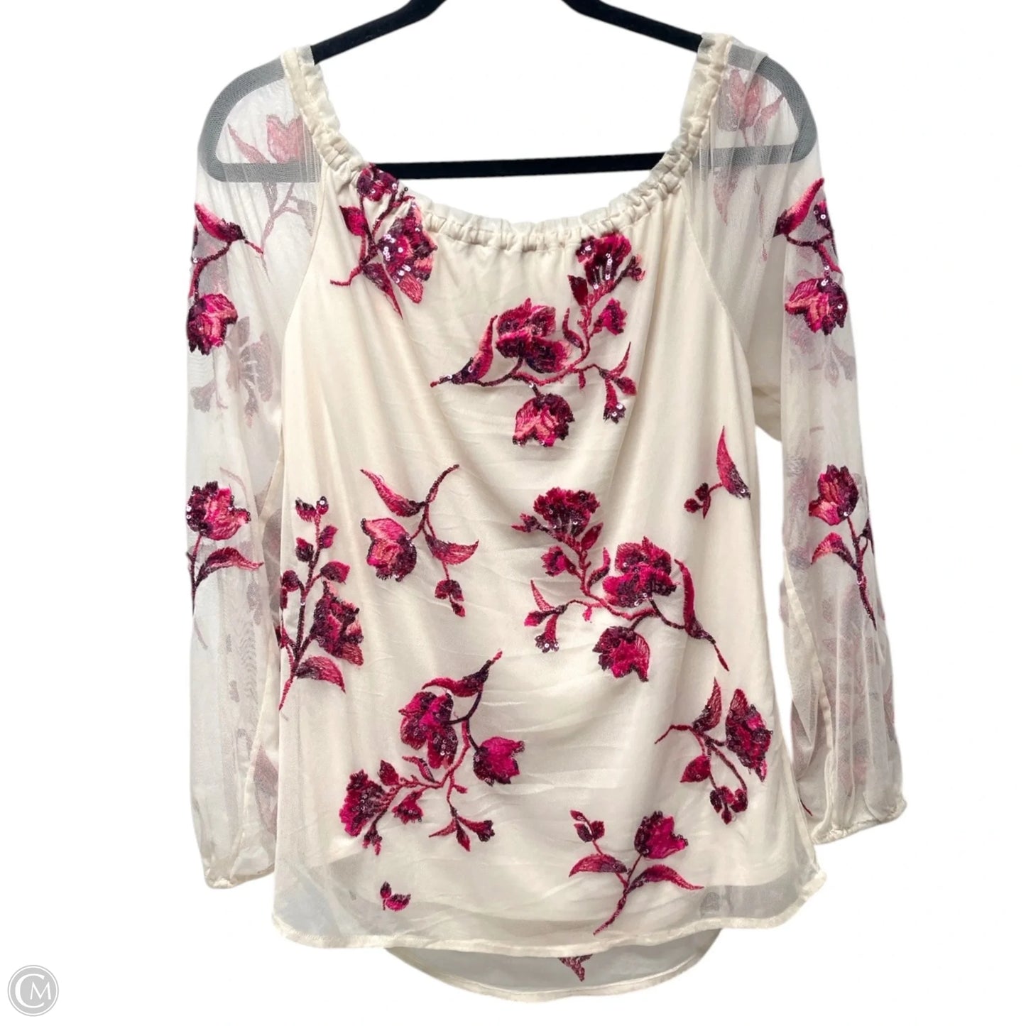 Blouse Long Sleeve By White House Black Market In Floral Print, Size: L