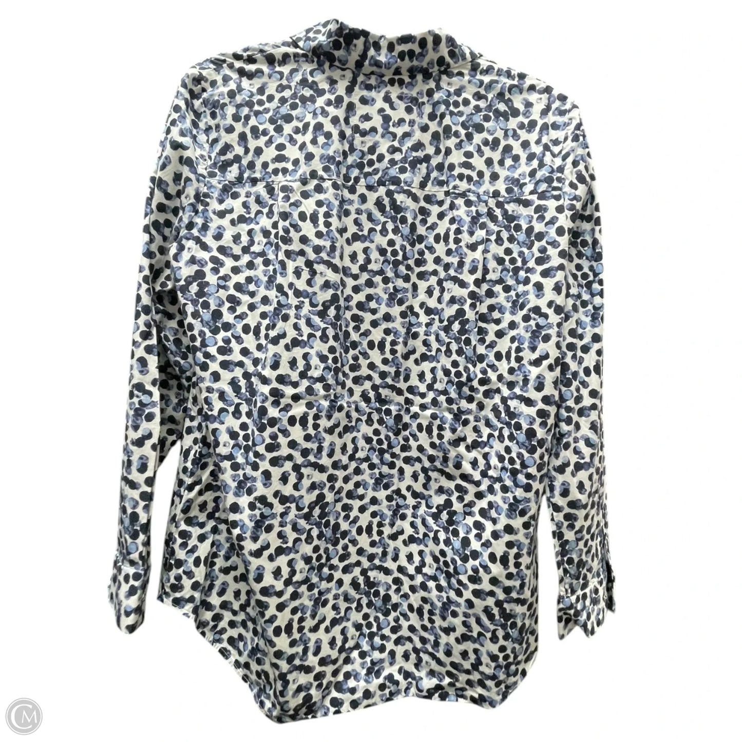 Top Long Sleeve Designer By Lafayette 148 In Blue & White, Size: M
