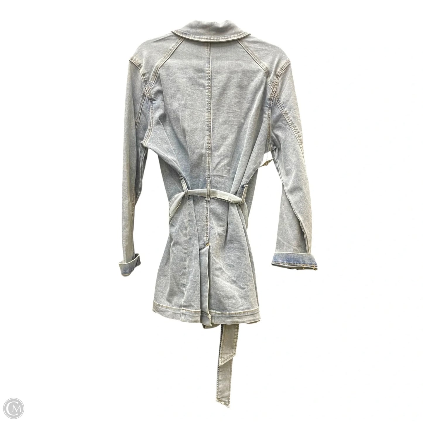 Coat Trench Coat By Dg2 In Blue Denim, Size: L