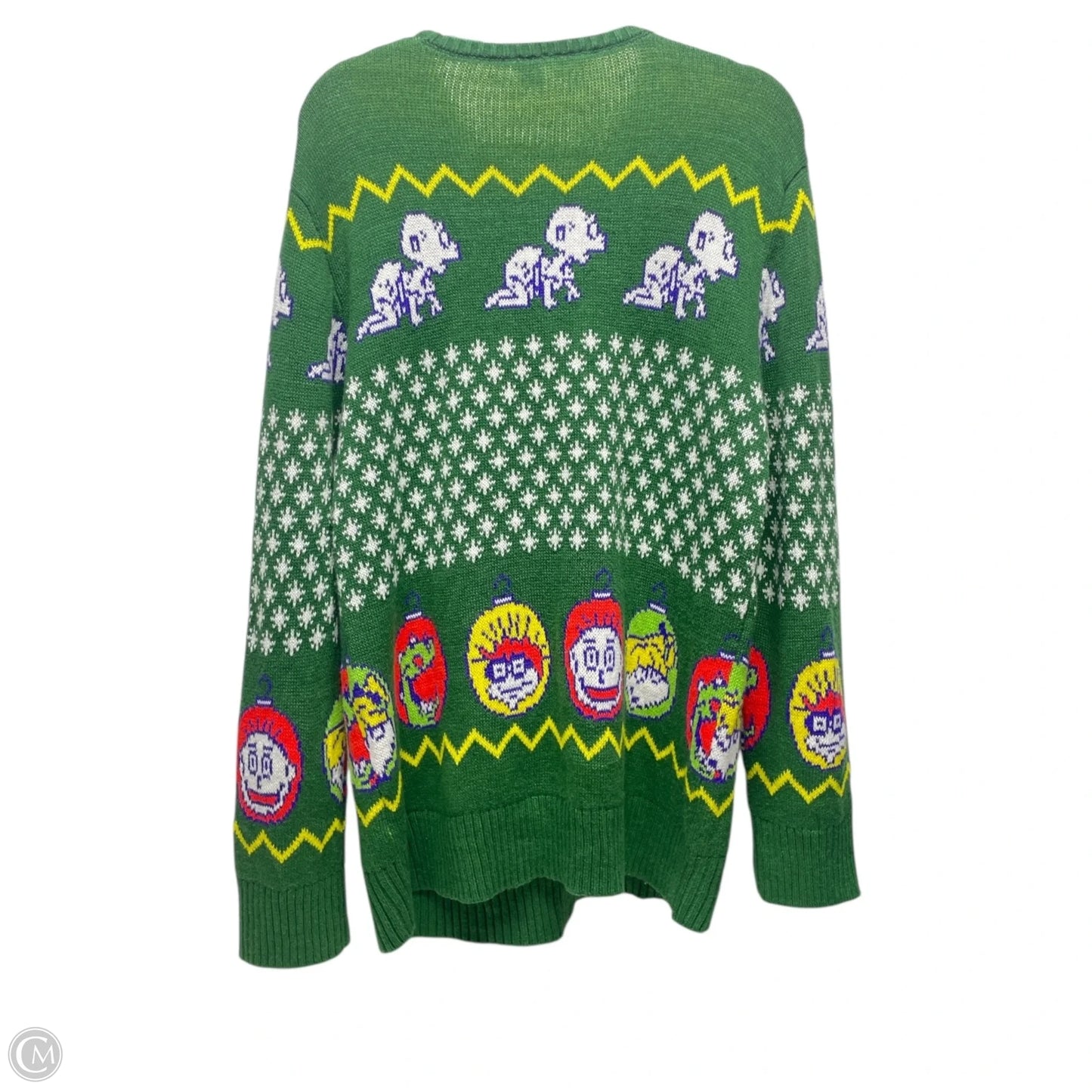 Sweater By Clothes Mentor In Green & White, Size: Xl