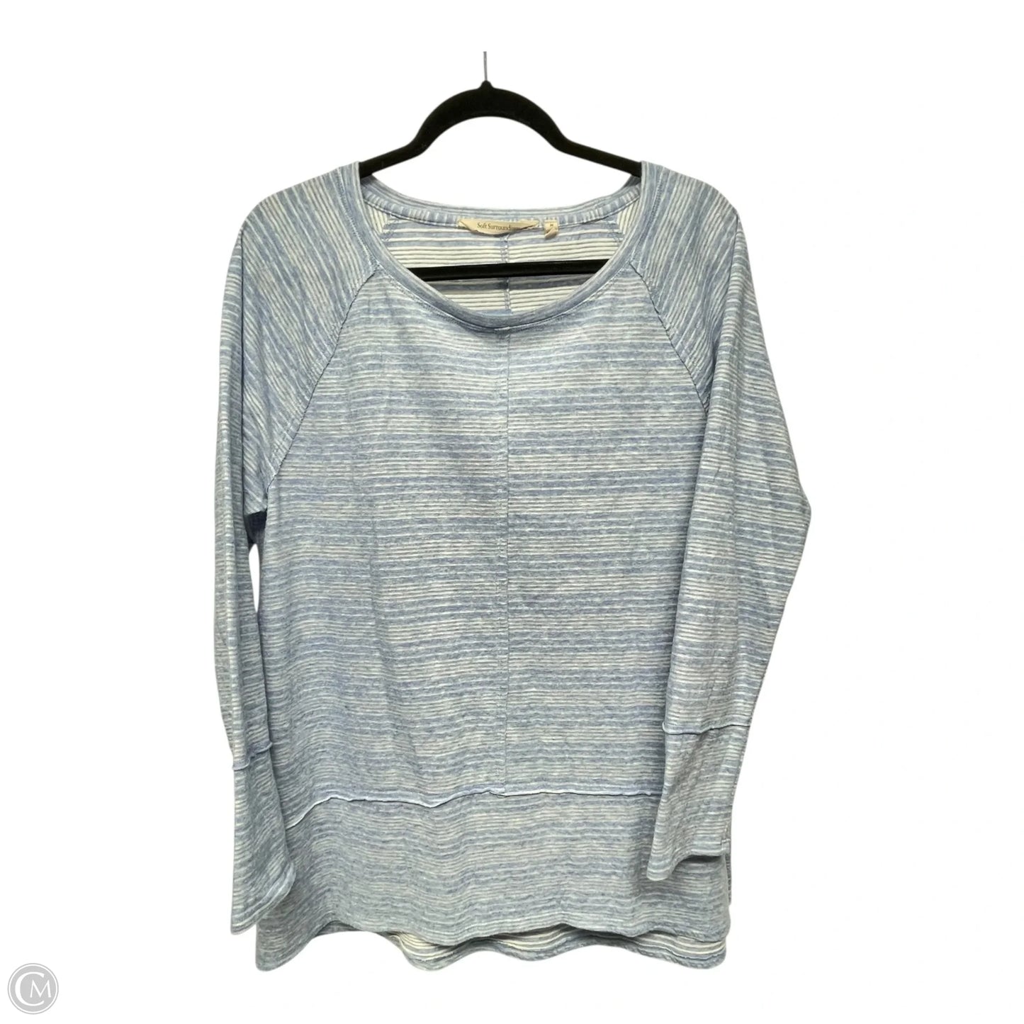 Top Long Sleeve By Soft Surroundings In Blue & White, Size: M
