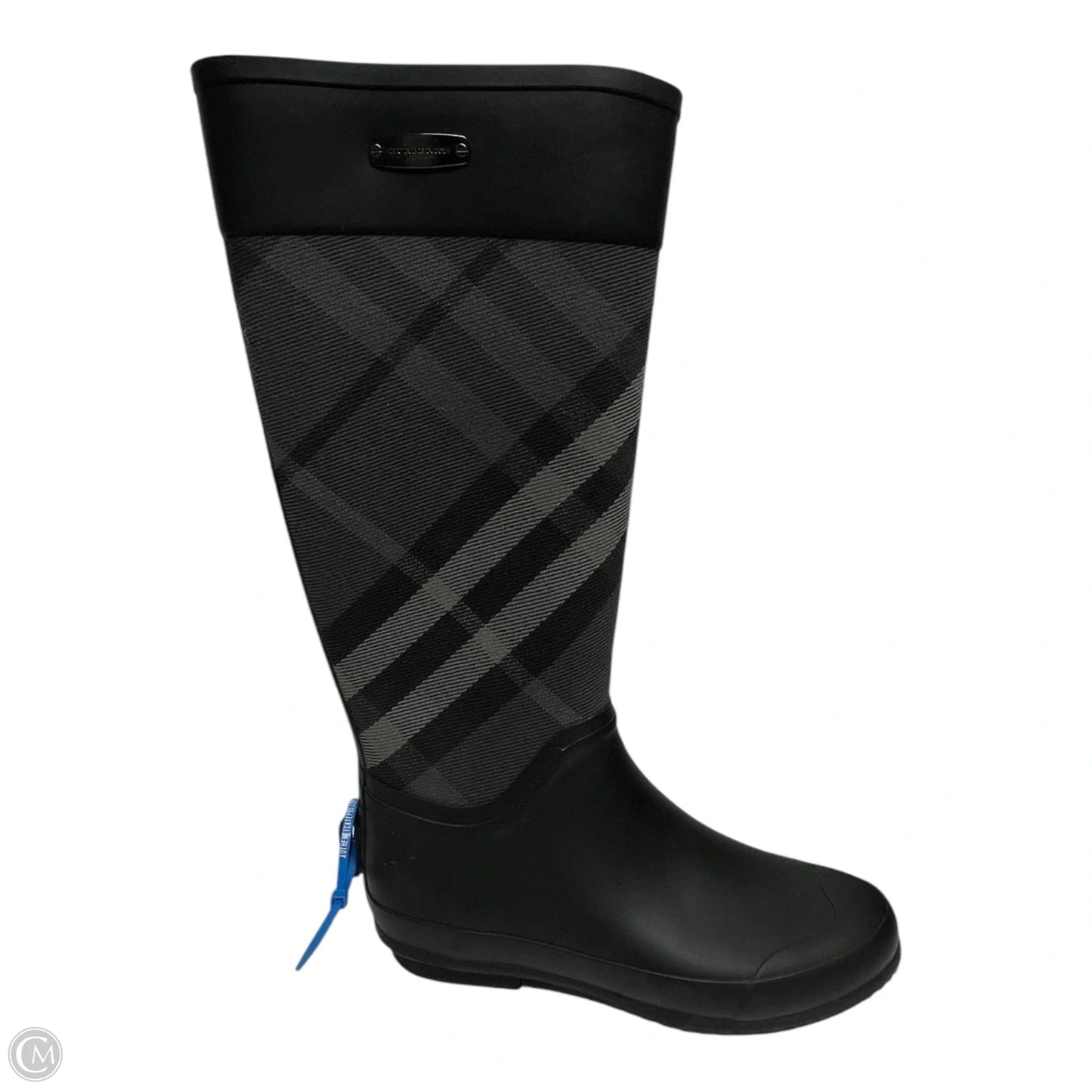 Boots Luxury Designer By Burberry In Plaid Pattern, Size: 6.5