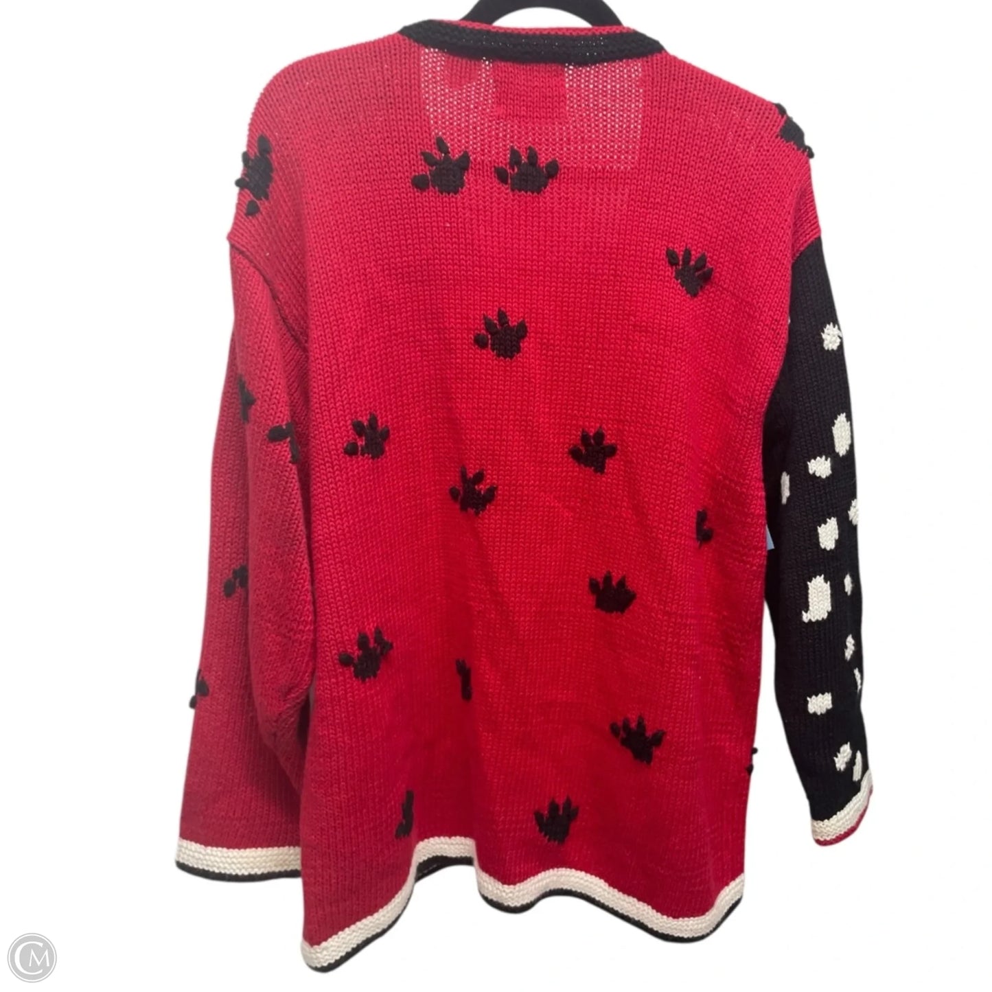 Sweater Cardigan By storybook knits - DOGS In Black & Red, Size: 1x