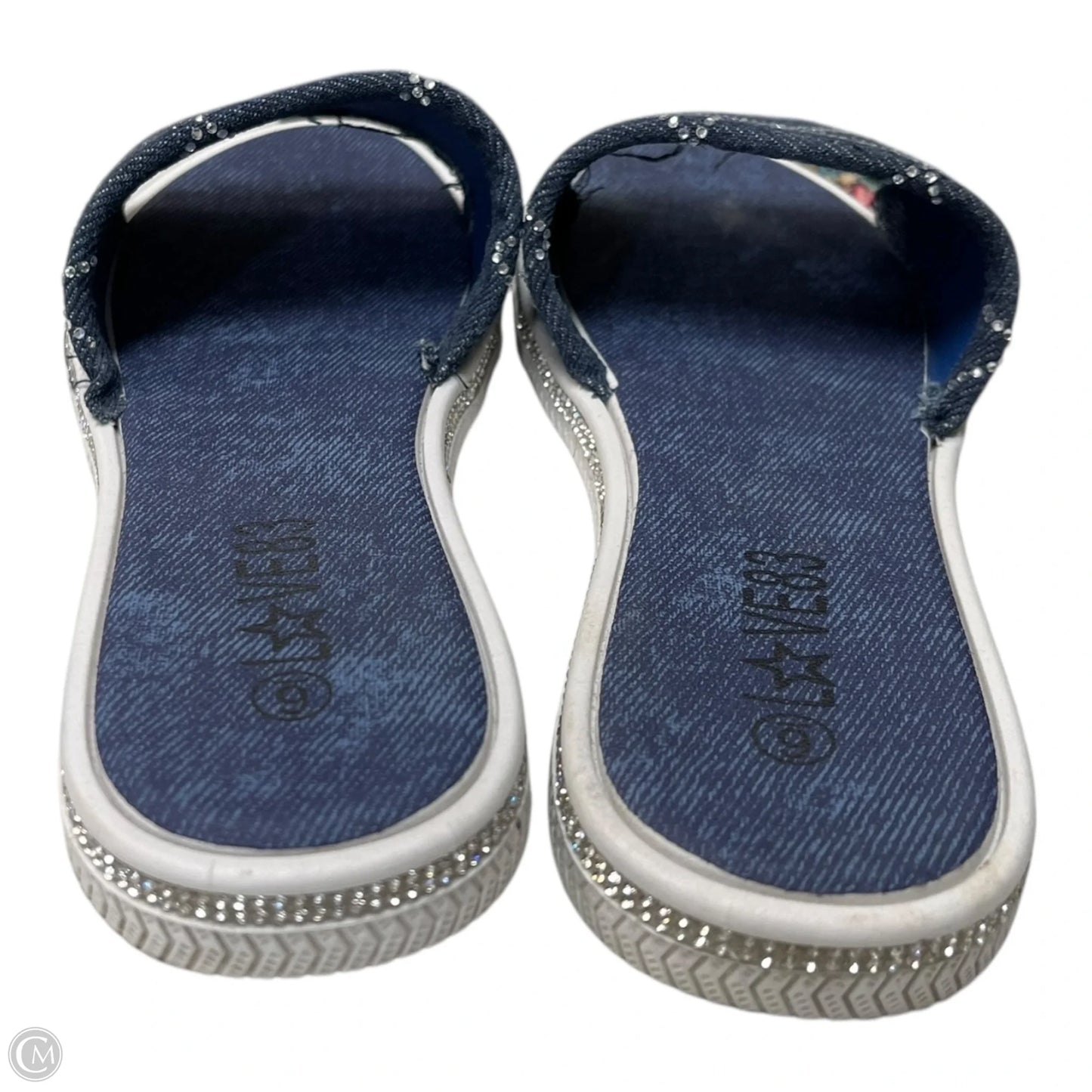Sandals Flats By Clothes Mentor In Blue & White, Size: 6