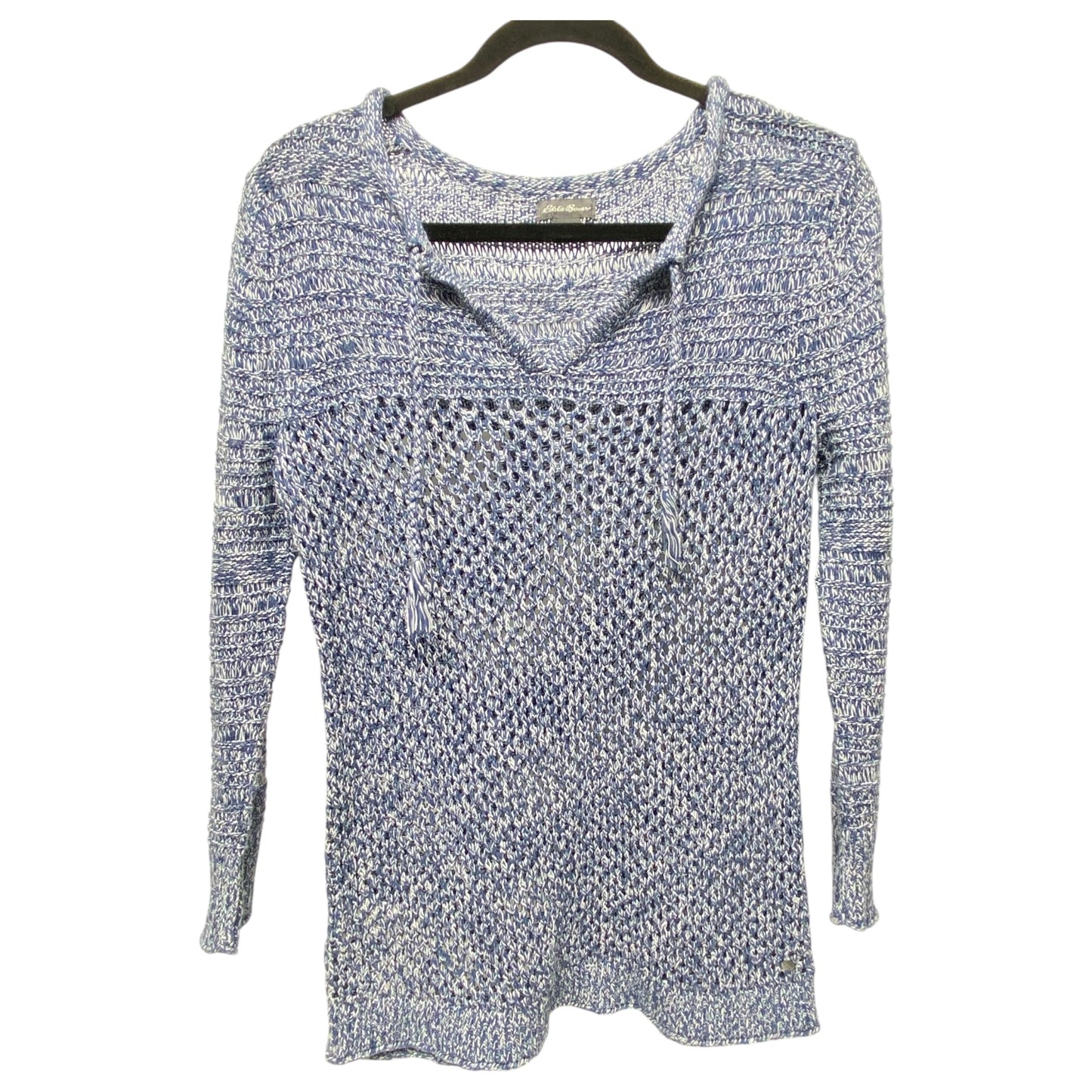 Sweater By Eddie Bauer In Blue & White, Size: M