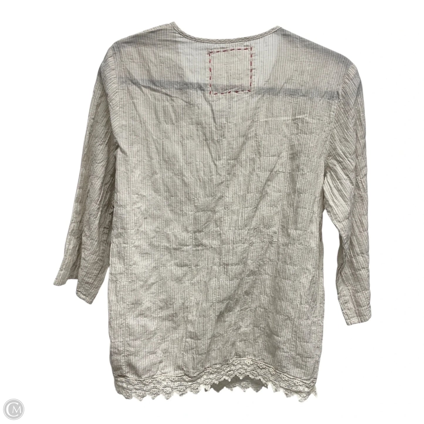 Top Long Sleeve Designer By Johnny Was In Grey & White, Size: Xs