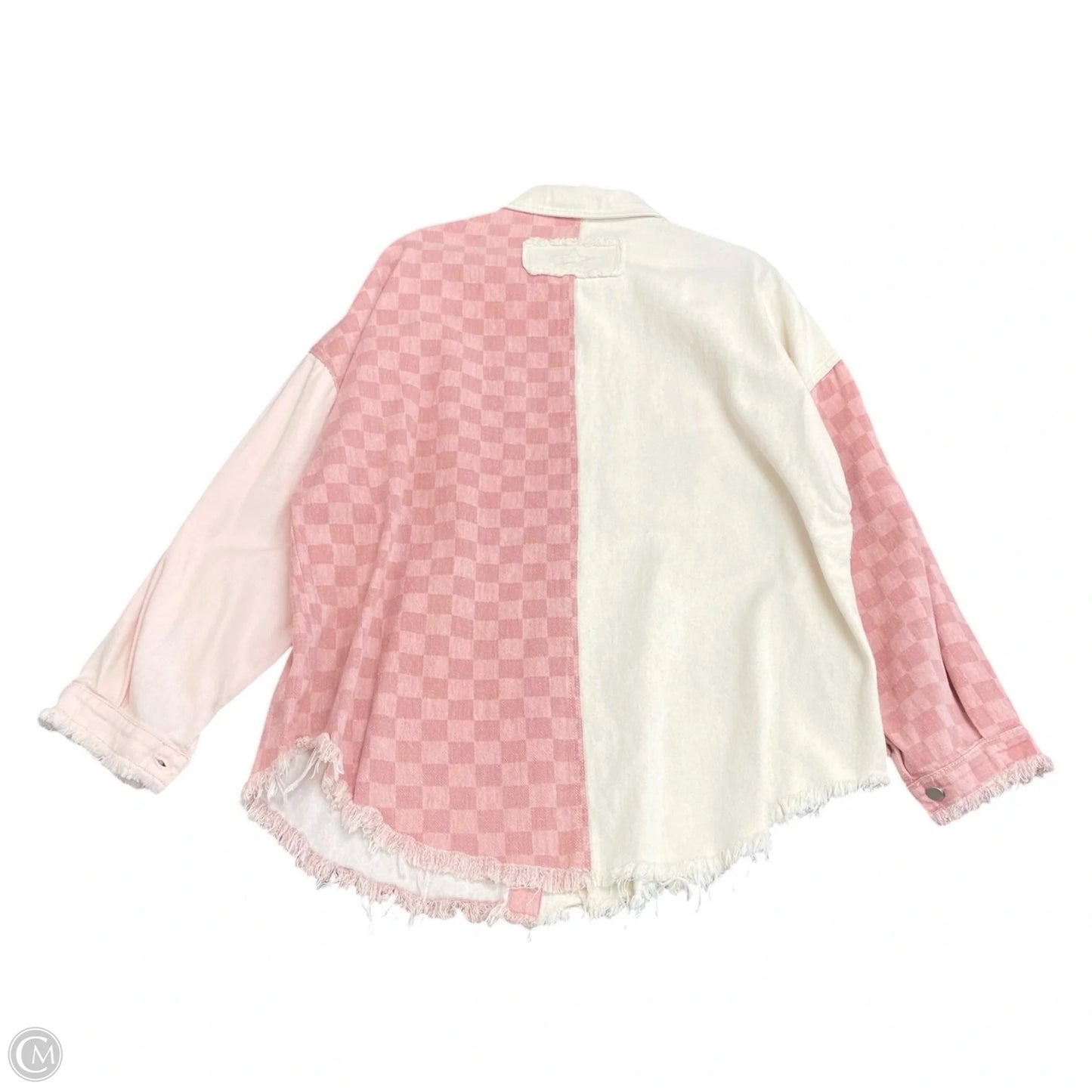Jacket Denim By Pol In Pink & White, Size: M