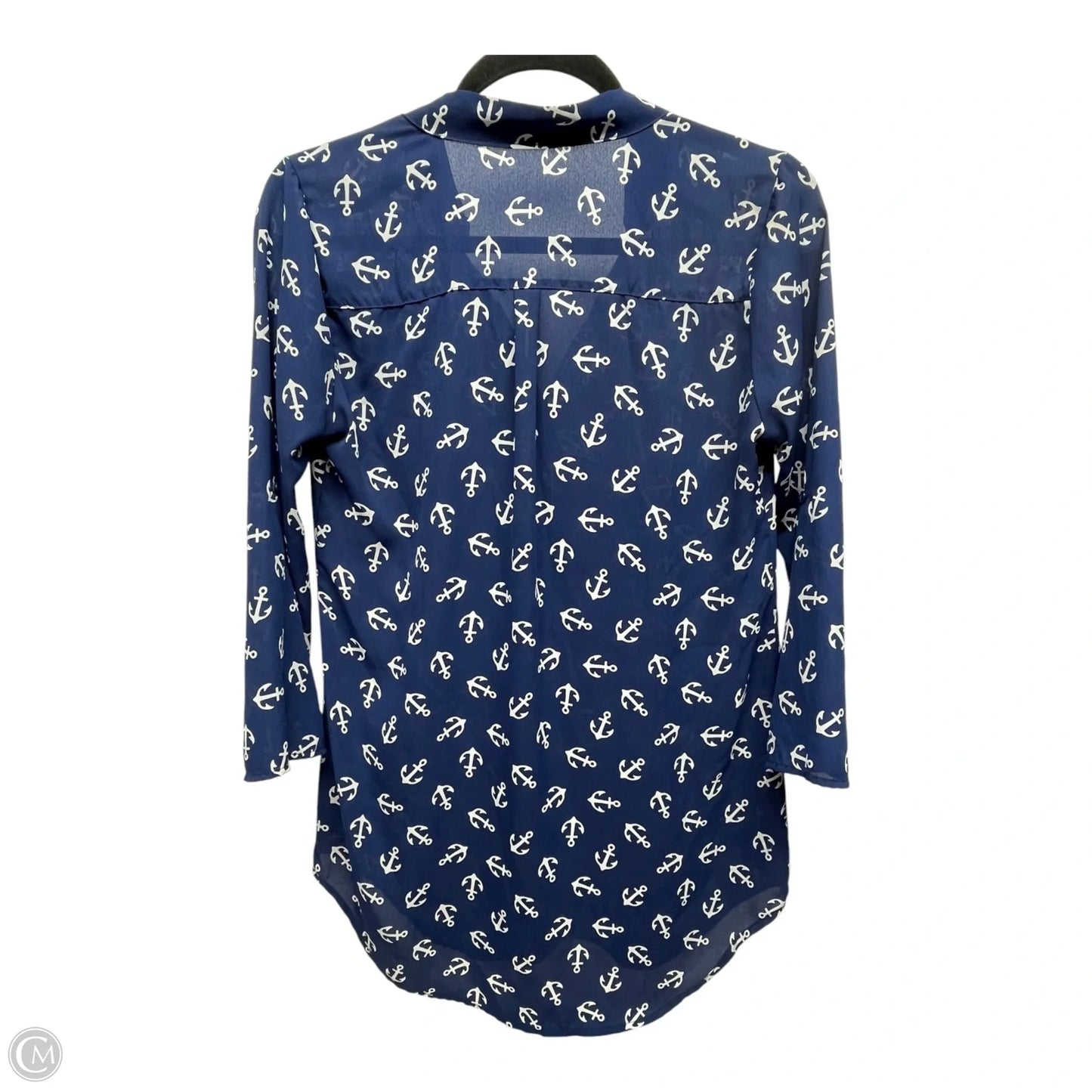 Top Long Sleeve By Liberty Love In Blue & White, Size: S