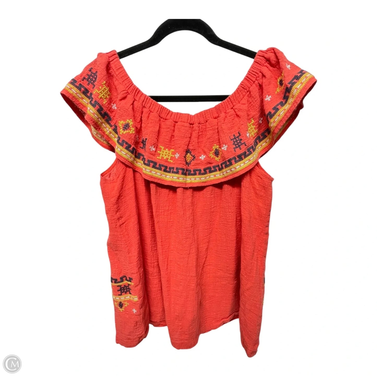 Top Short Sleeve By Easel In Orange, Size: M