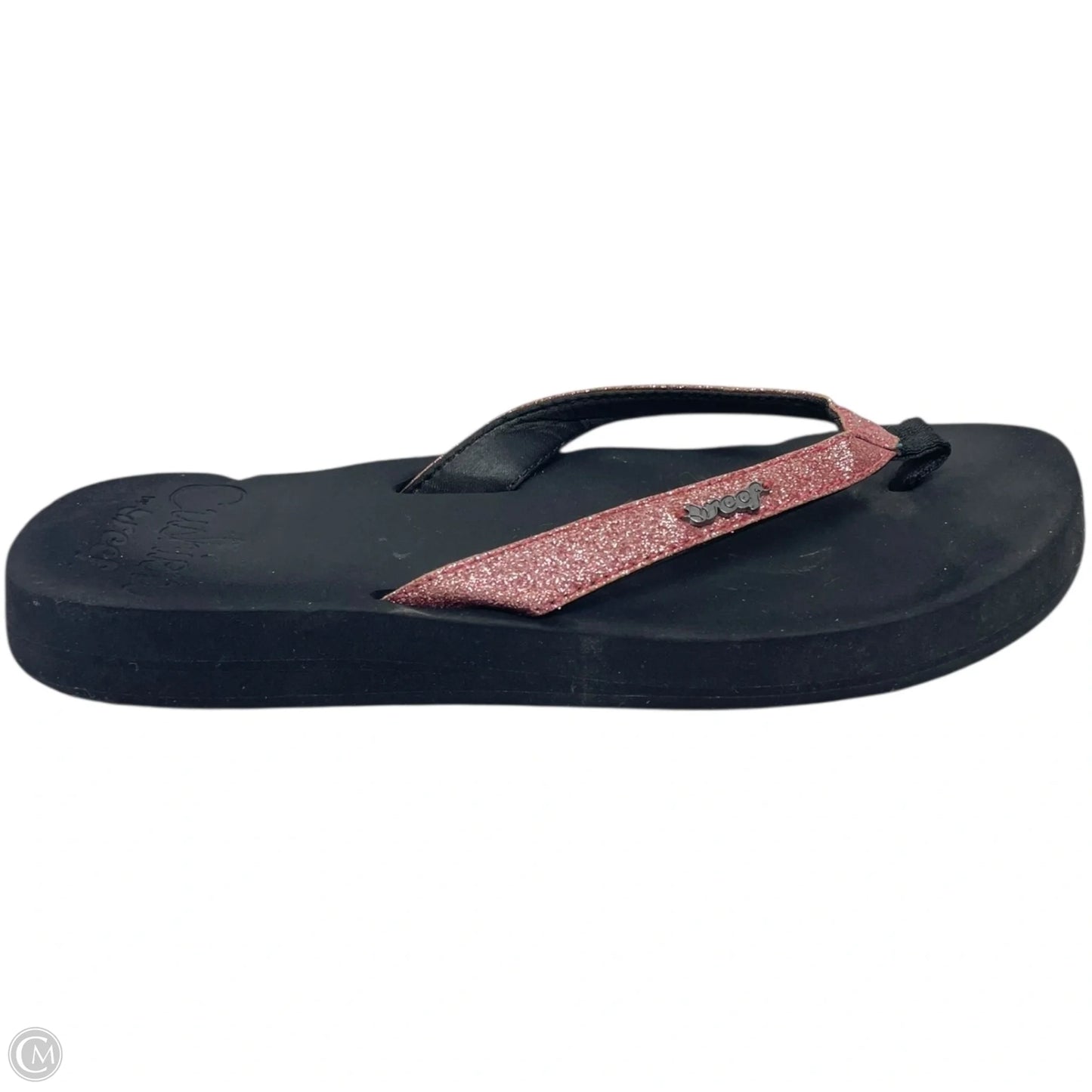 Sandals Flats By Reef In Black & Pink, Size: 7