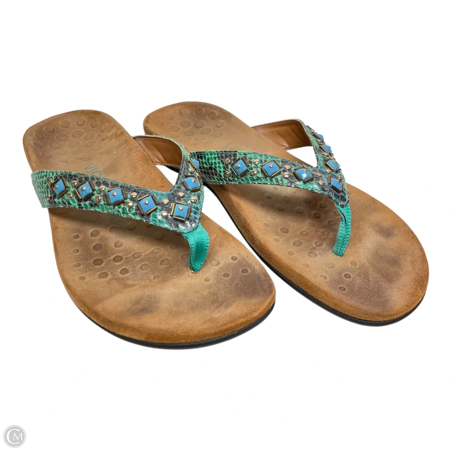 Sandals Flats By Vionic In Blue & Brown, Size: 8