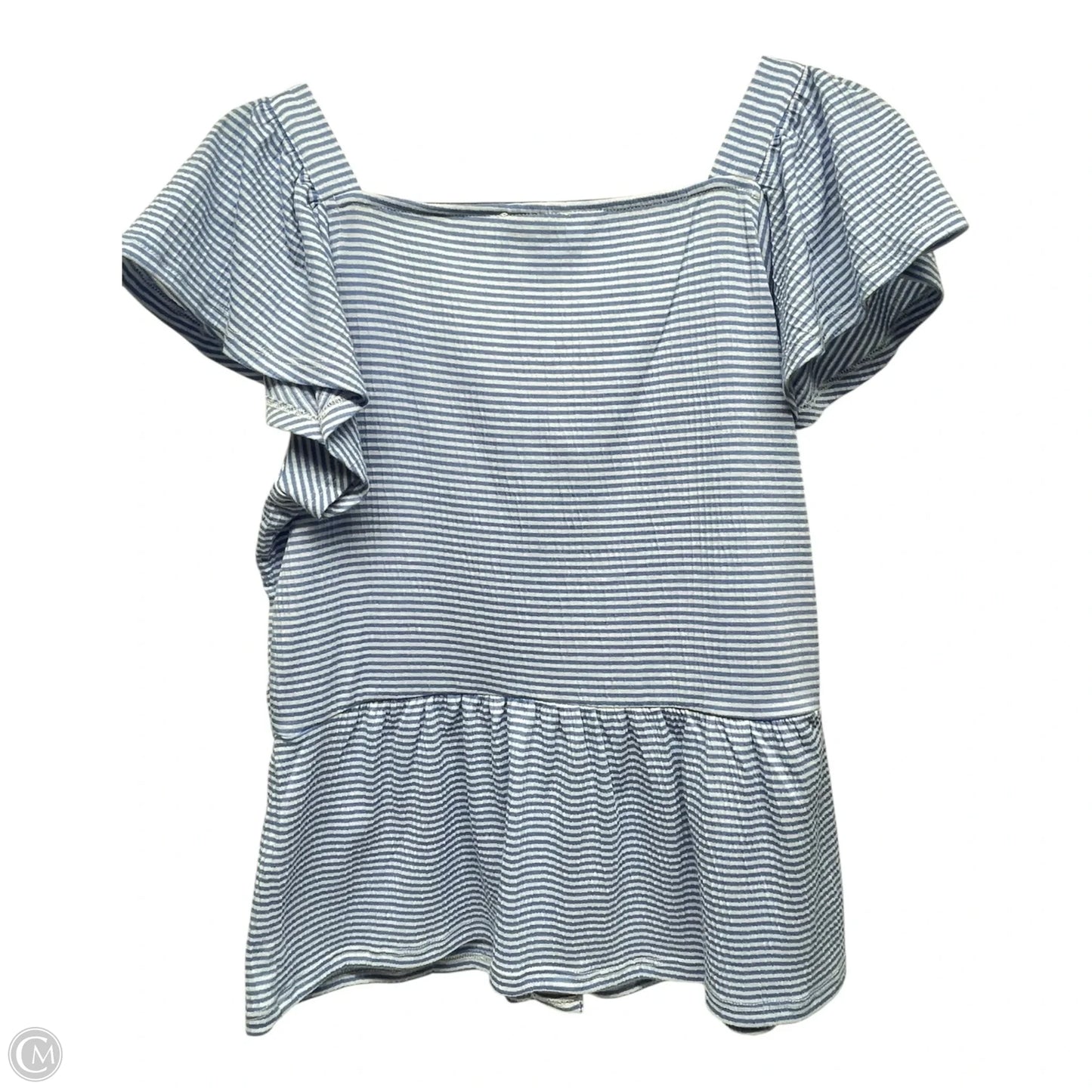 Top Short Sleeve By Cece In Blue & White, Size: S
