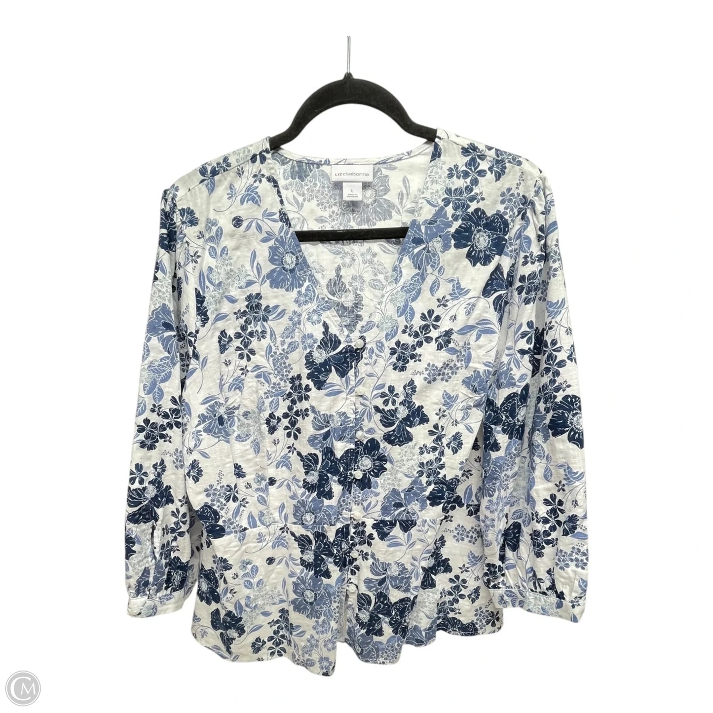 Top Short Sleeve By Liz Claiborne In Floral Print, Size: L
