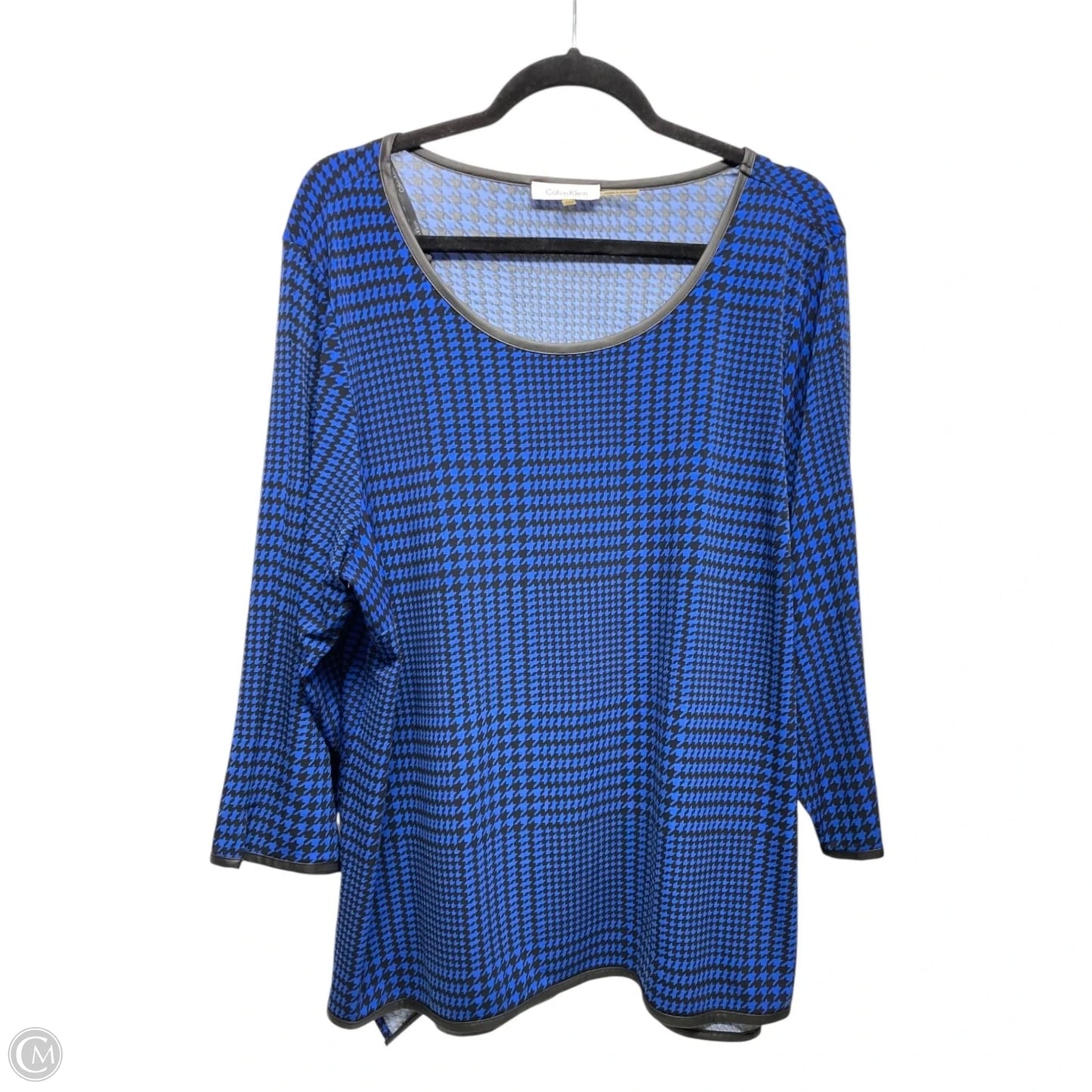 Top Long Sleeve By Calvin Klein In Black & Blue, Size: 1x
