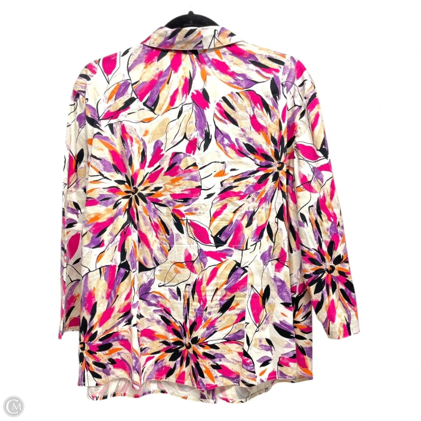 Top Long Sleeve By Chicos In Purple & White, Size: Xl