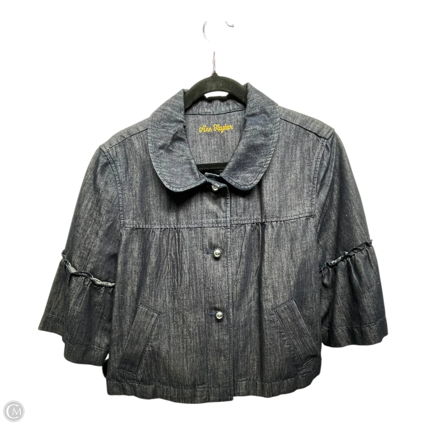 Jacket Denim By Ann Taylor In Blue Denim, Size: L