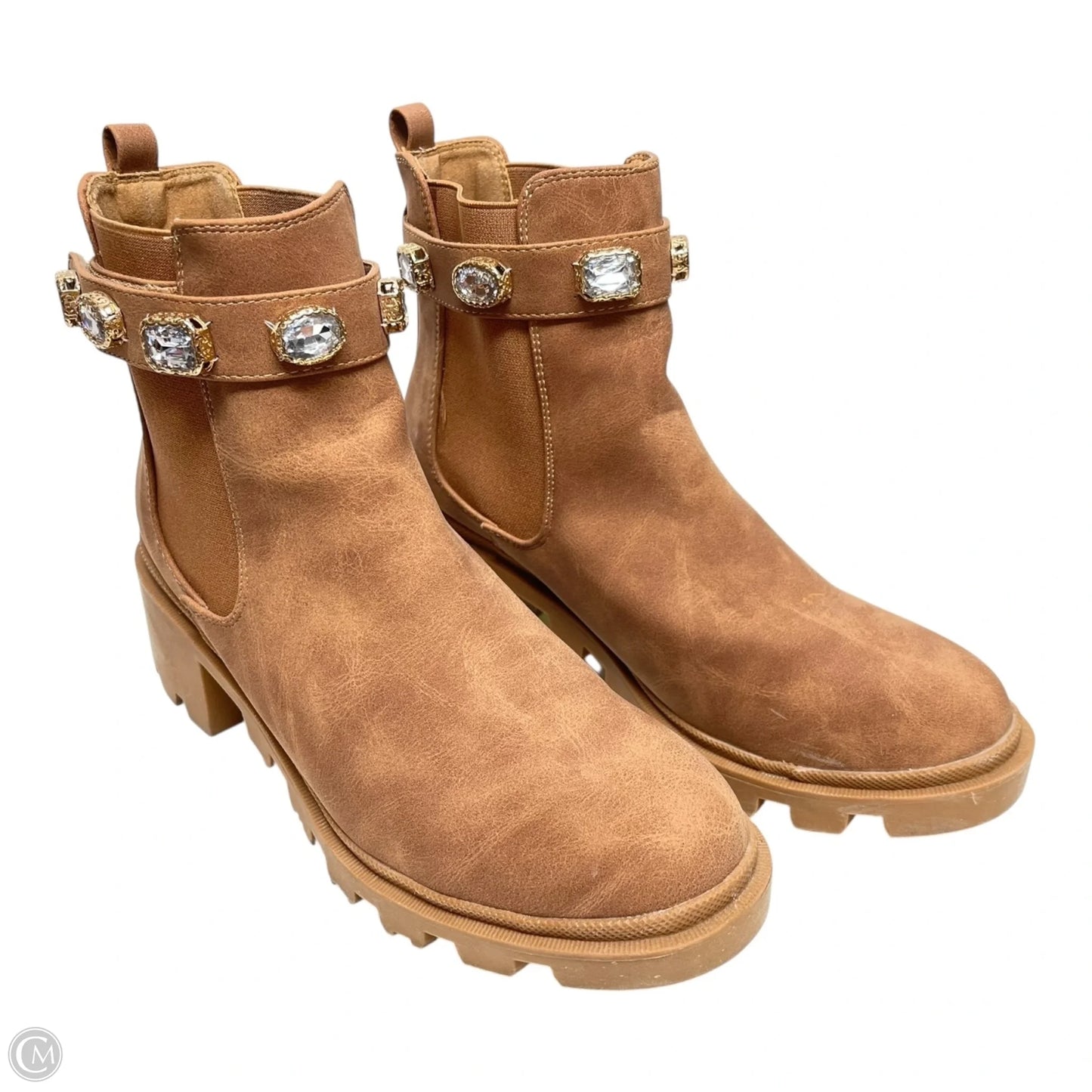 Boots Ankle Heels By Clothes Mentor In Brown, Size: 8.5