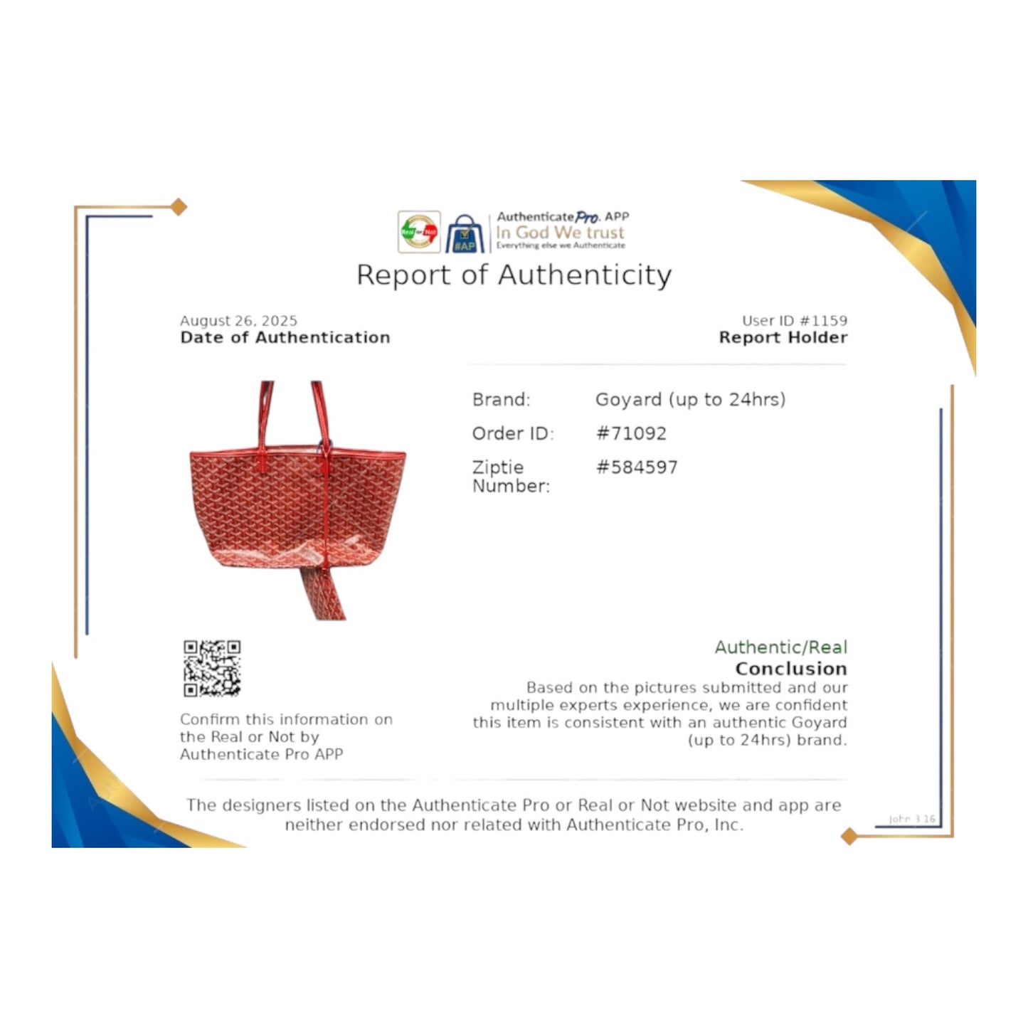 Tote Luxury Designer By Goyard, Size: Medium
