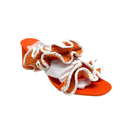 Shoes Heels Block By Azalea Wang In Orange & White, Size: 9